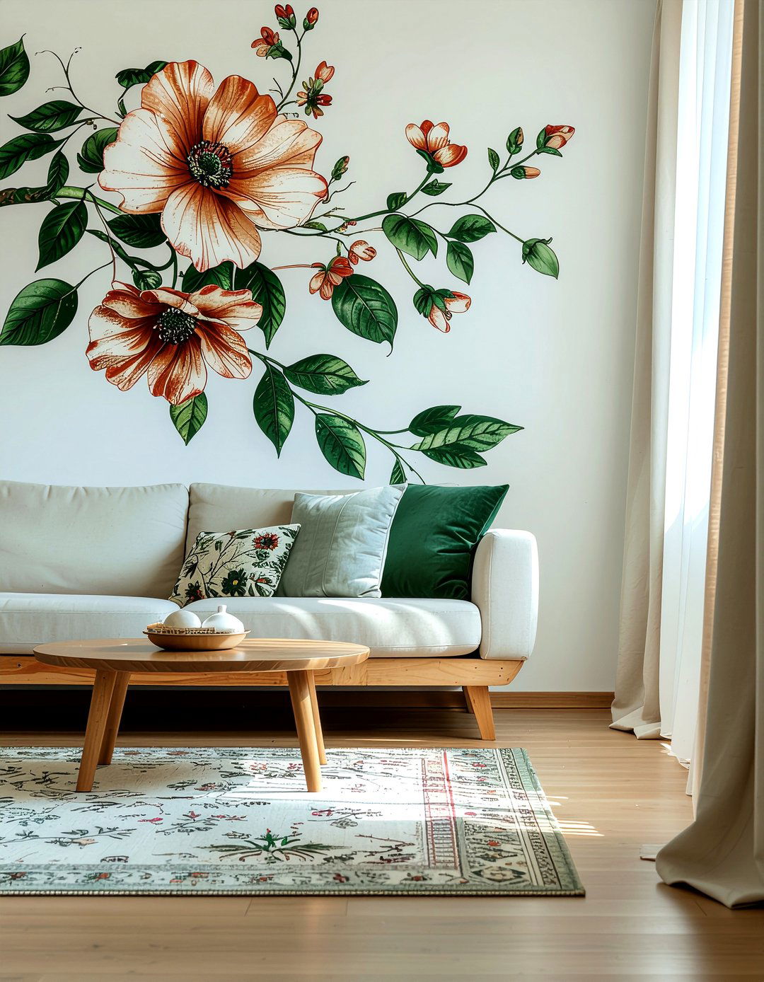 Floral wall stencil - 30 living room wall stencils