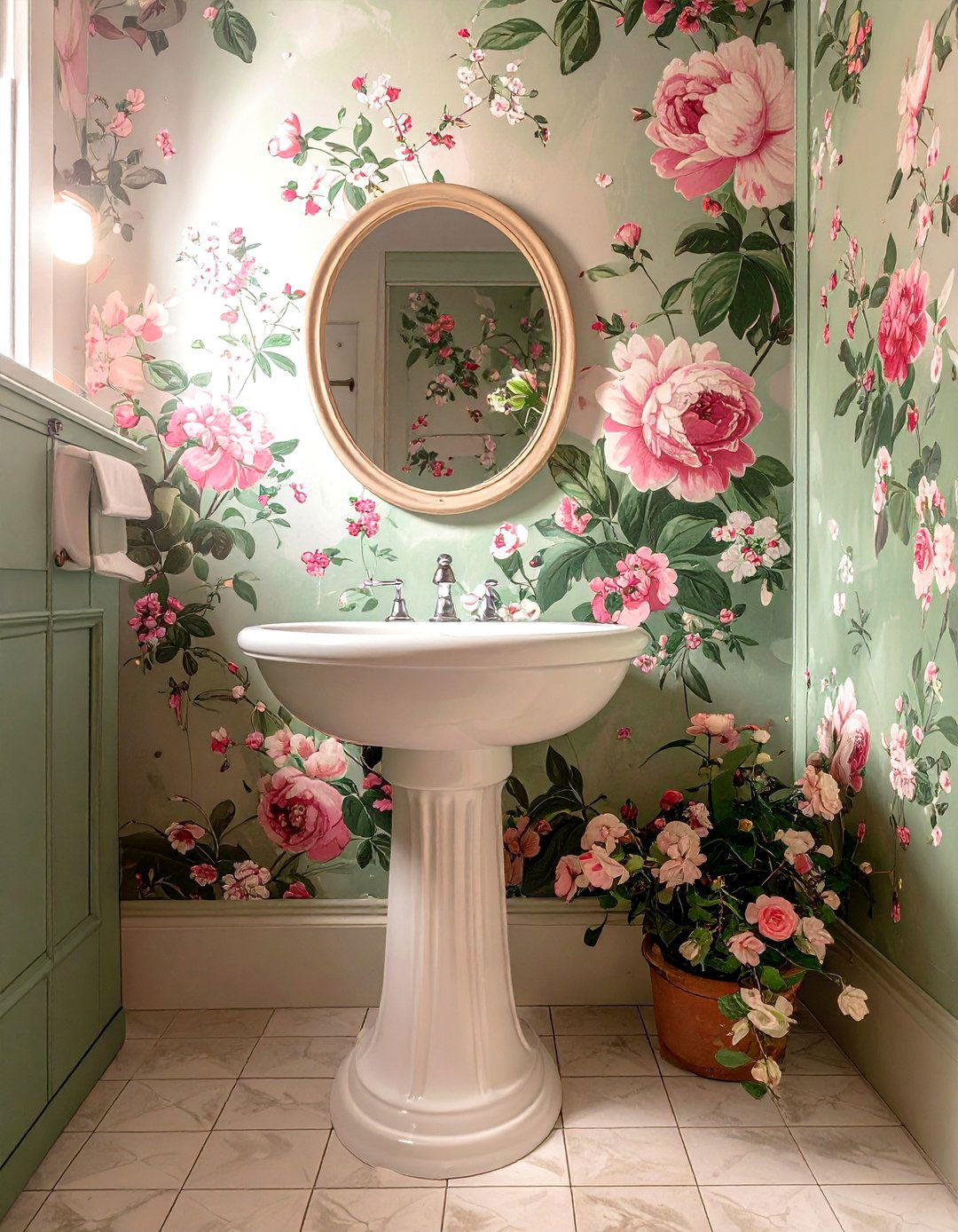 Floral wallpaper - 30 traditional bathroom ideas