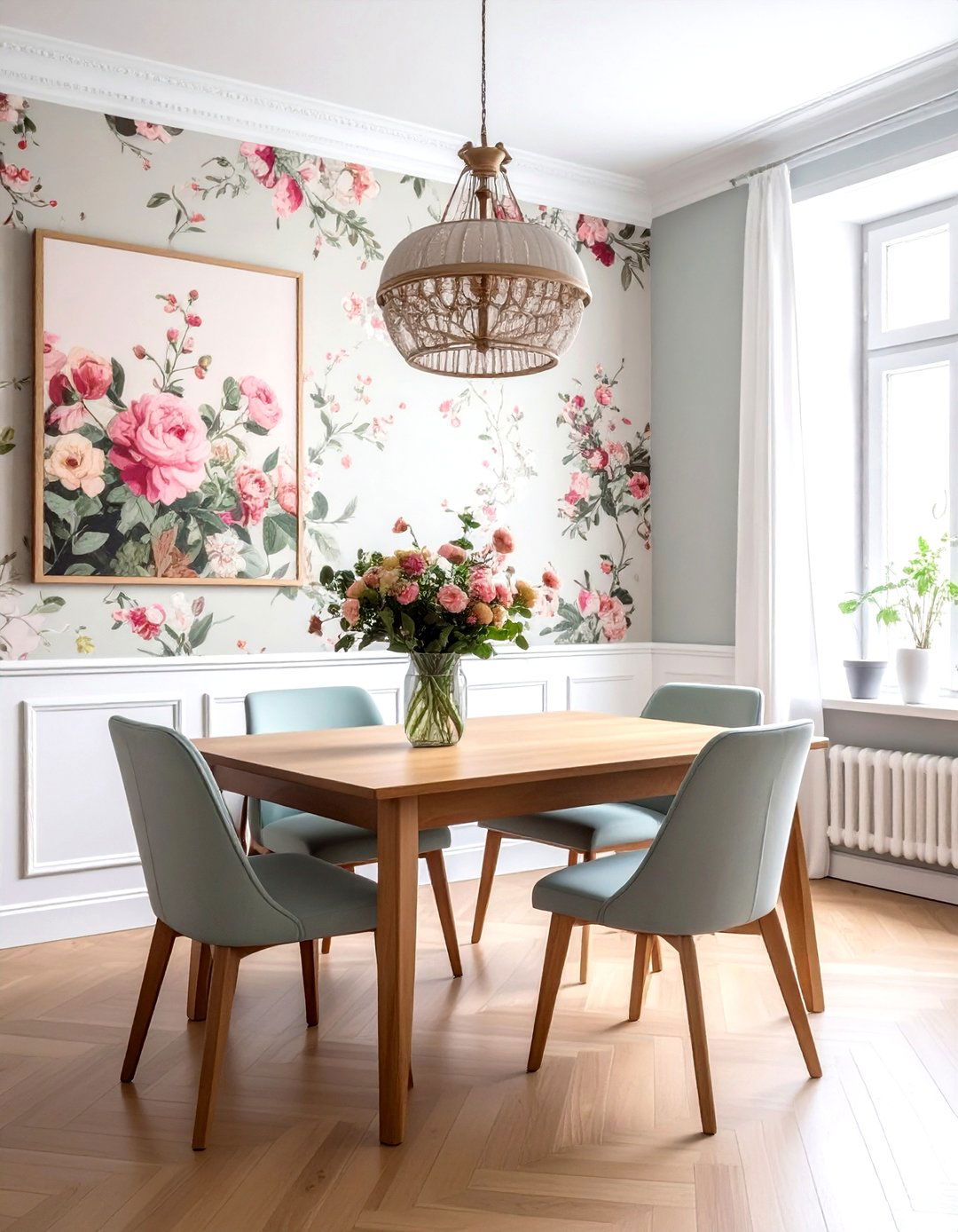 Floral wallpaper dining room - 30 sunrise dining room ideas