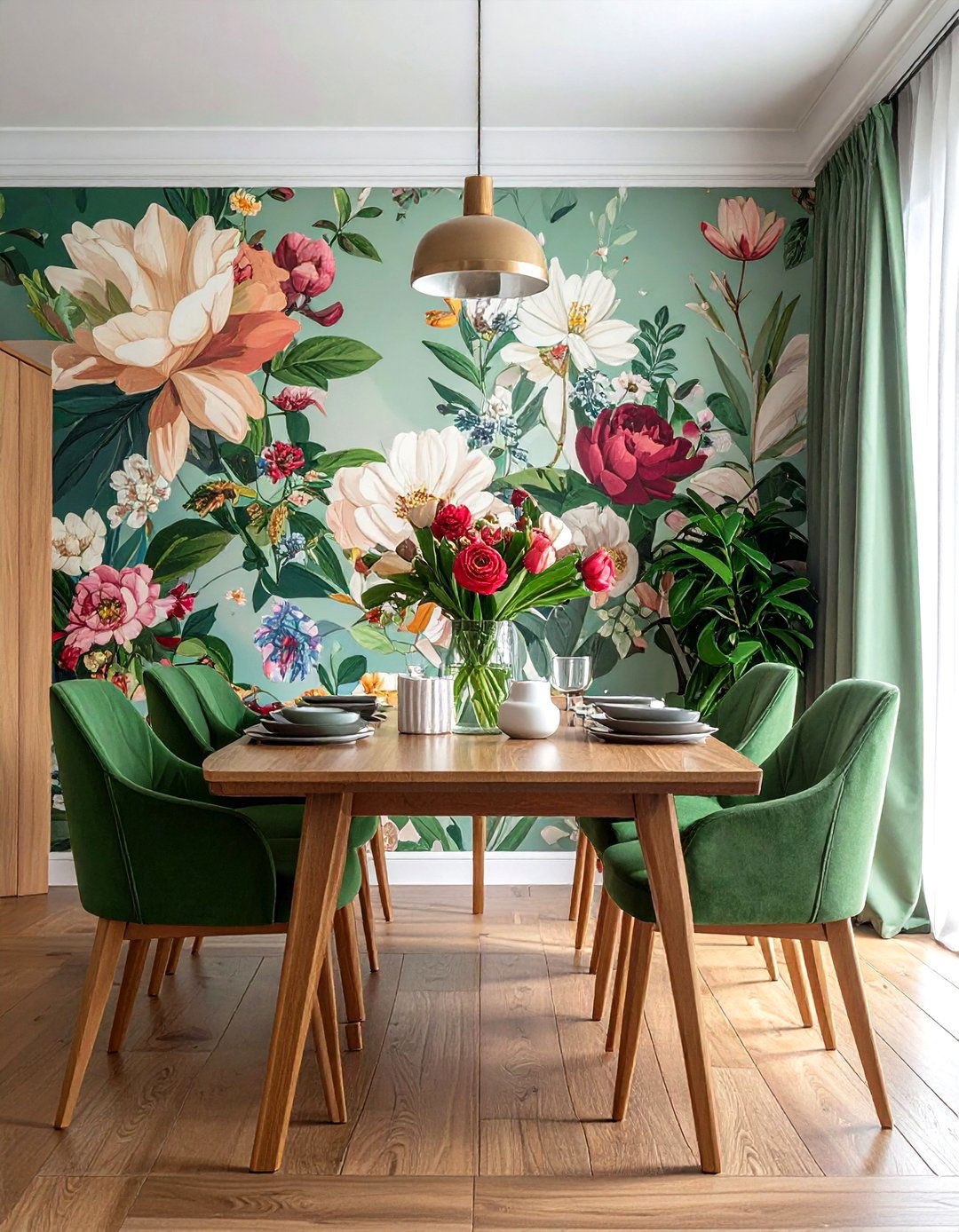 Floral wallpaper dining room - 30 updated traditional dining room ideas