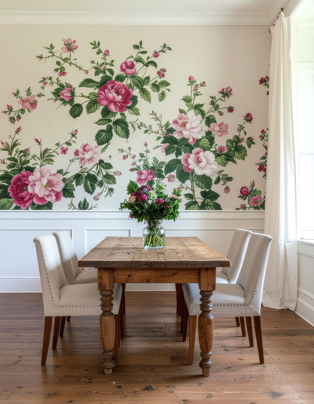 Floral wallpaper dining room - 30 formal dining room ideas