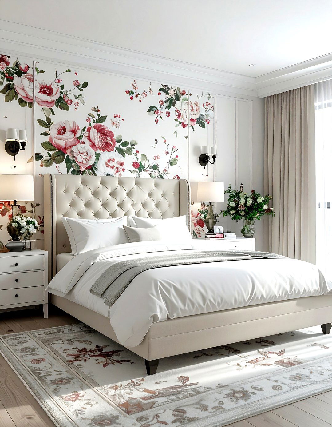 Floral wallpaper for bedroom - 30 updated traditional decor ideas