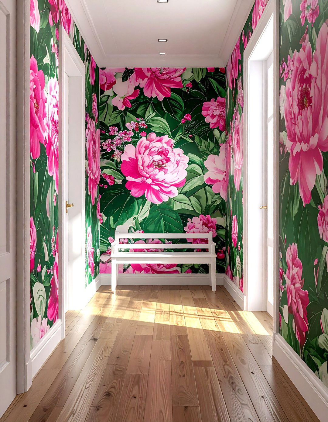 Floral wallpaper hallway - 30 hallway decor ideas