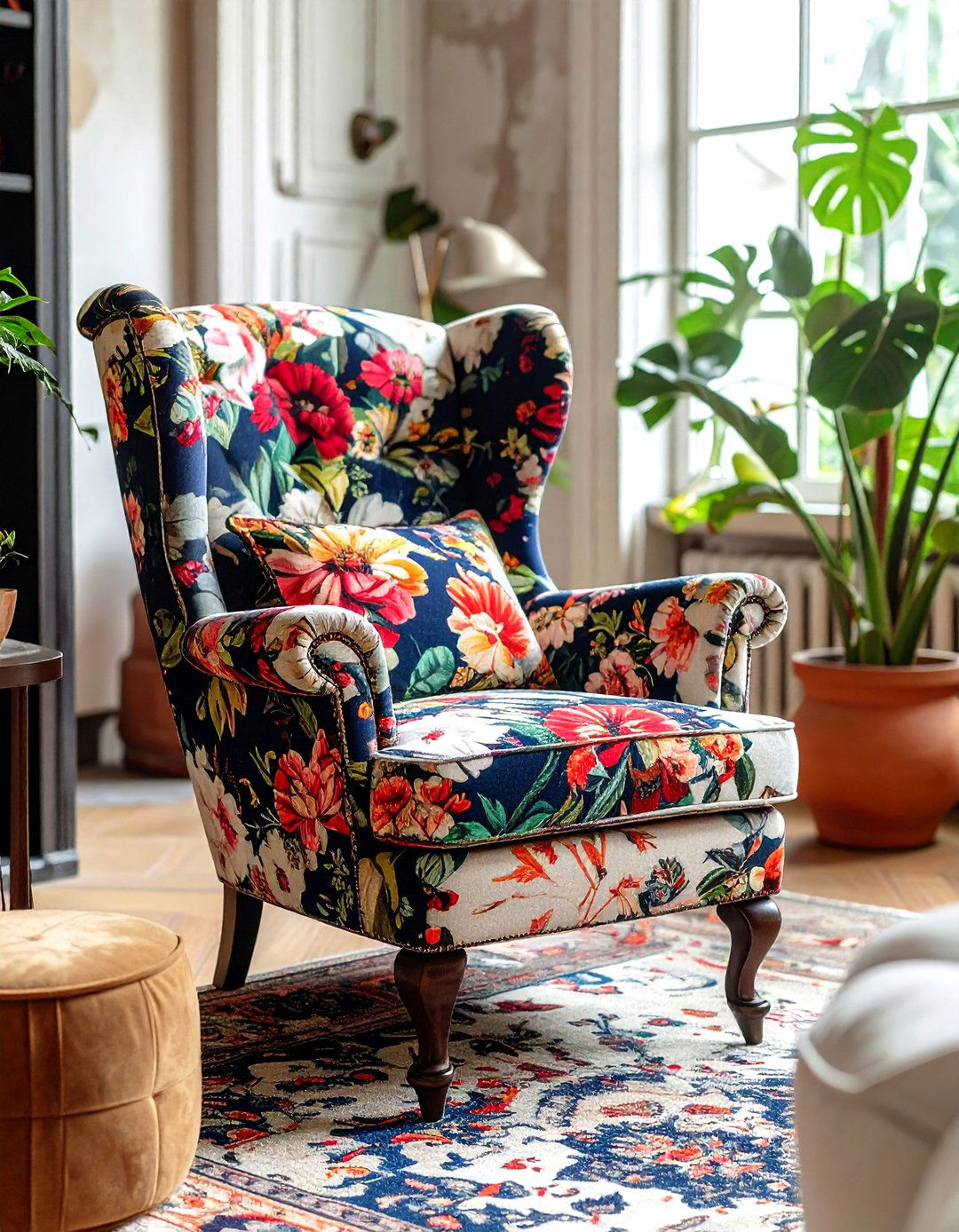 Floral wingback chair - 30 living room wingback chairs