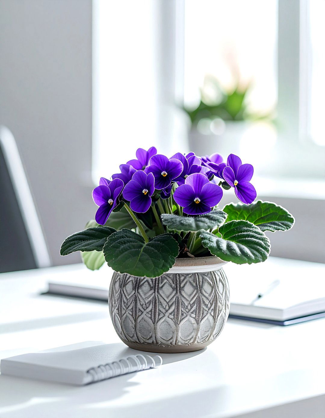 Flowering African Violet - 30 office plant ideas