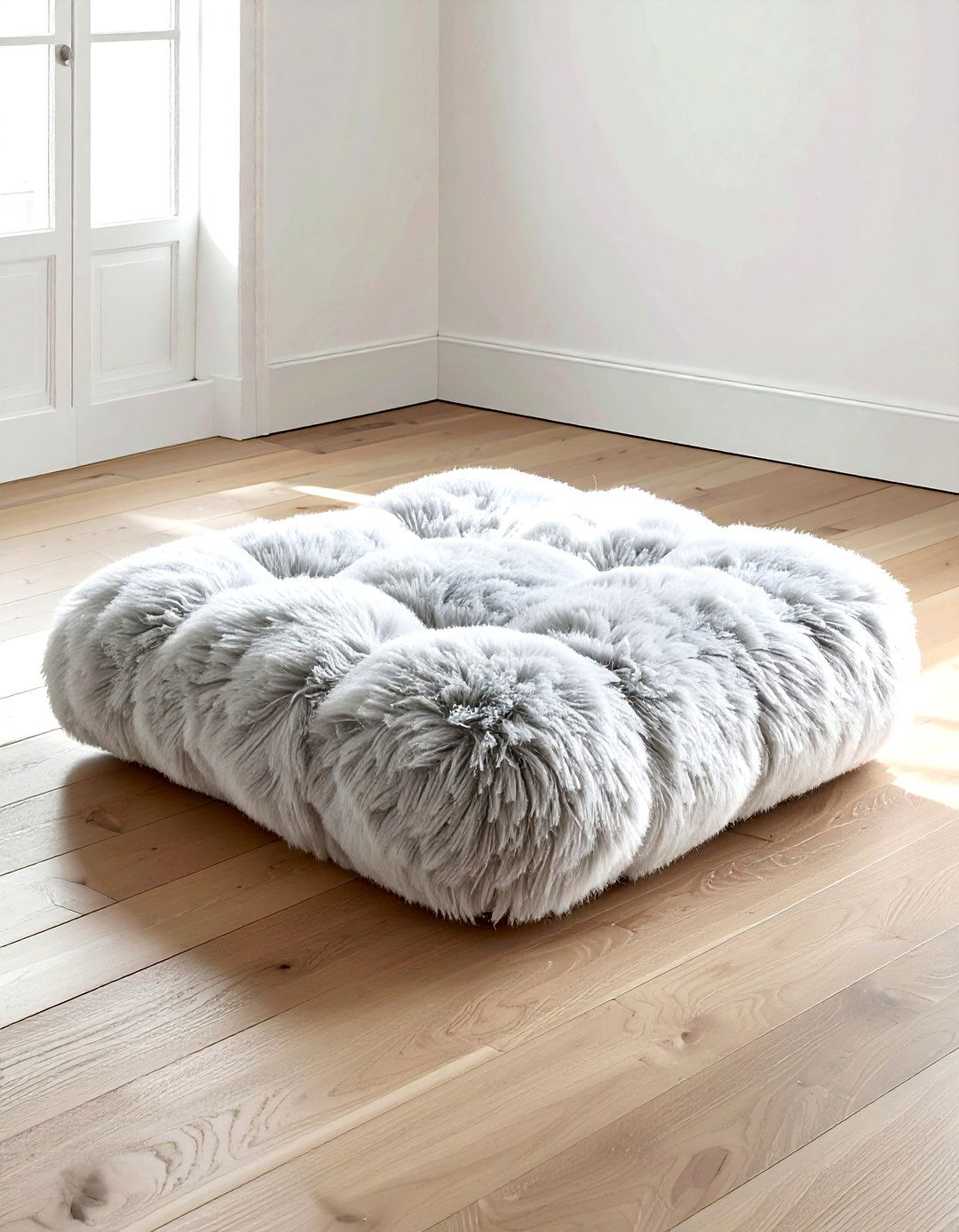 Fluffy Floor Cushion - 30 soft texture living room ideas