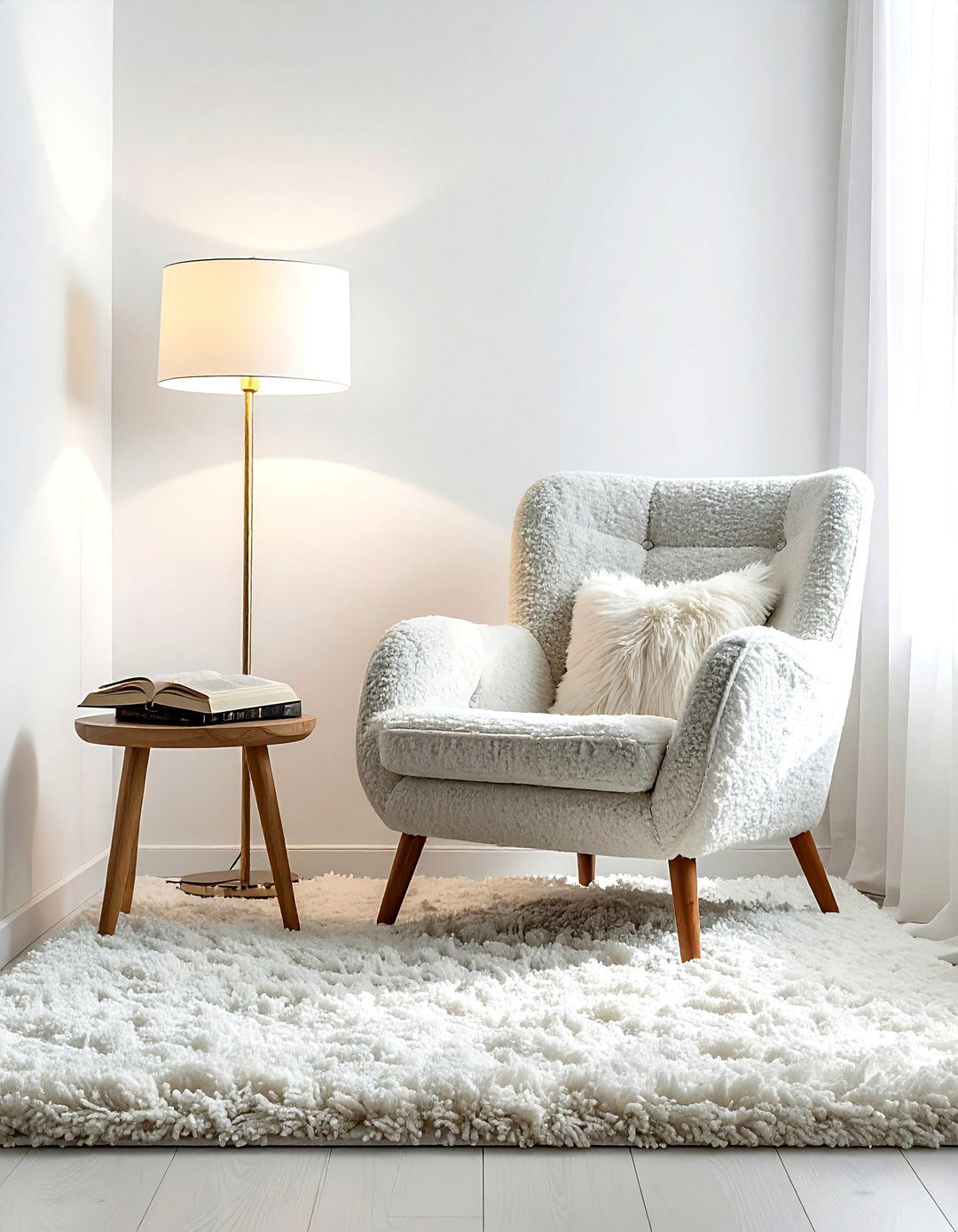 Fluffy Shag Rug Reading Nook - 30 shag rug ideas