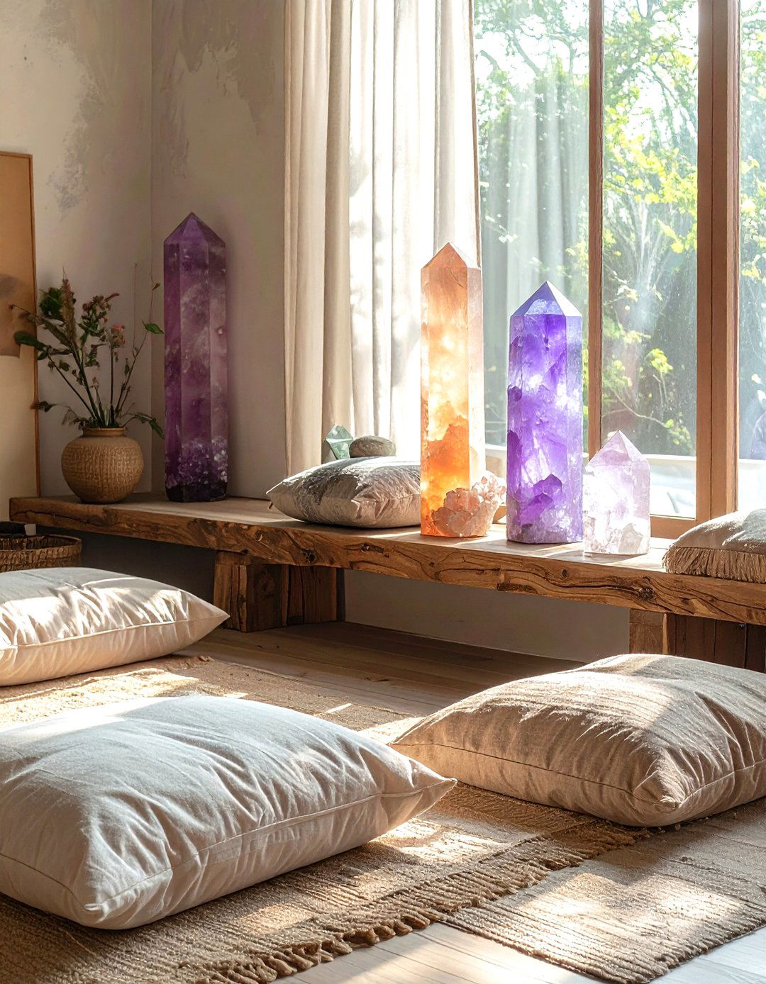Fluorite meditation corner - 30 crystal decor ideas