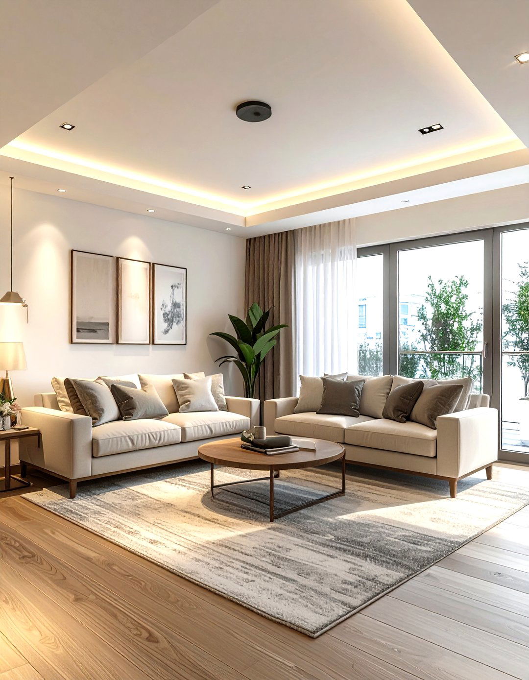 Flush Mount Ceiling Light - 30 living room layered lighting ideas