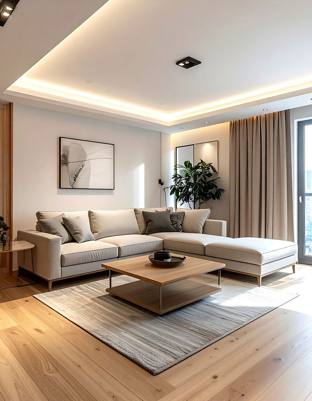 Flush mount led light - 30 living room LED lighting ideas