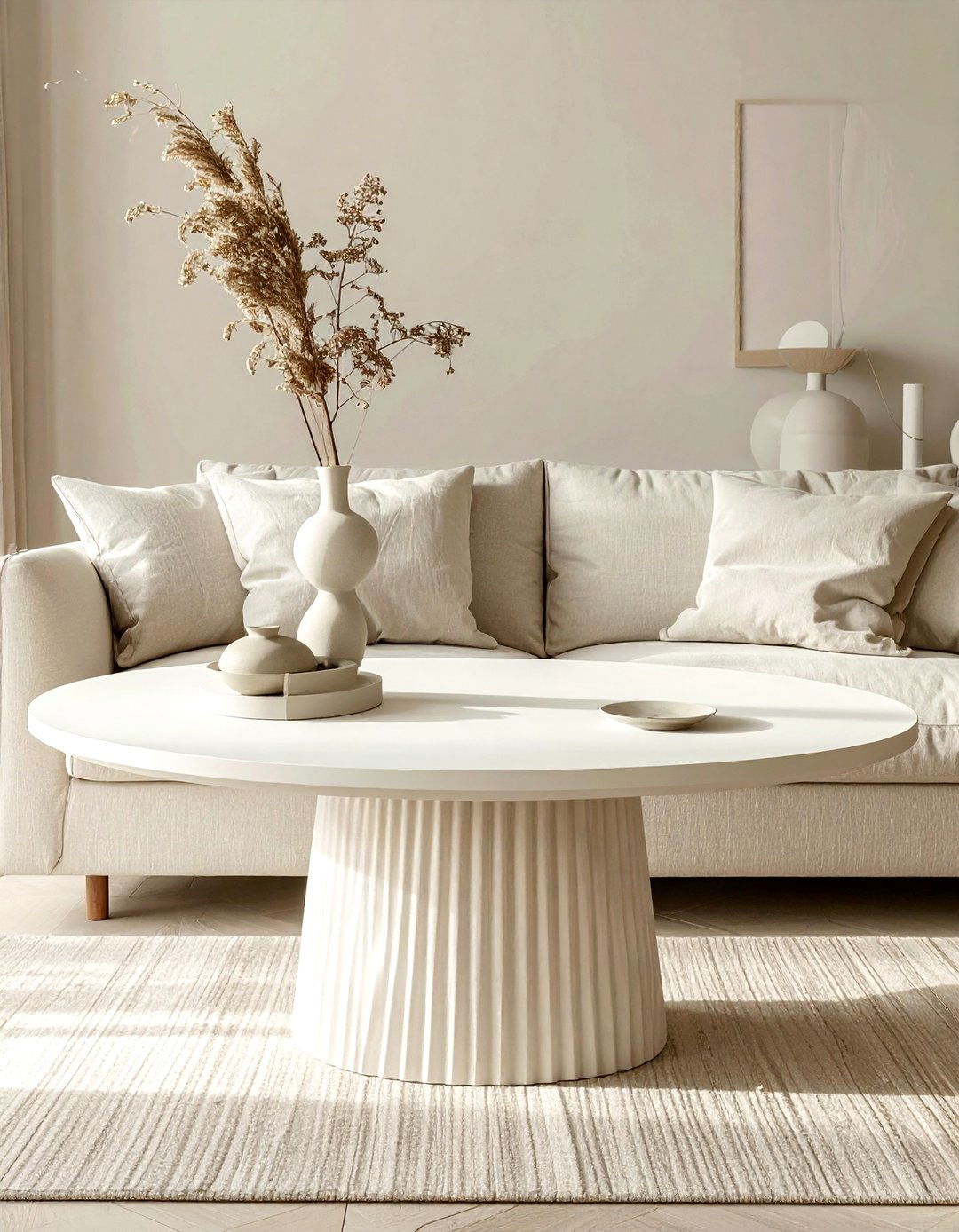 Fluted Base Oval Coffee Table - 30 living room oval coffee tables