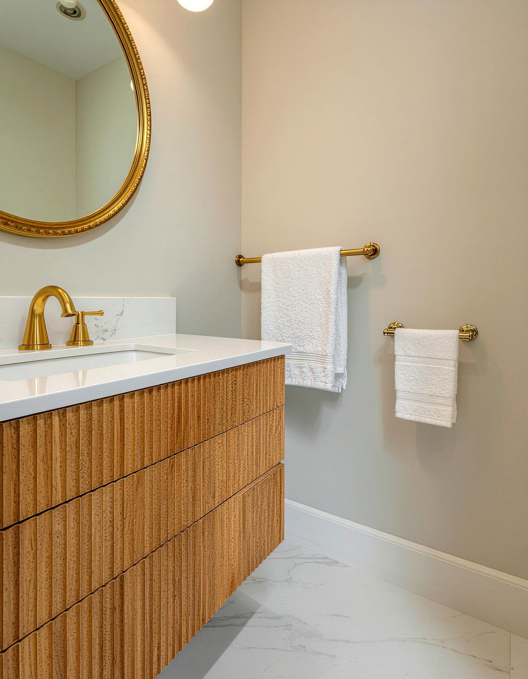 Fluted Bathroom Cabinet - 30 bathroom transformation ideas