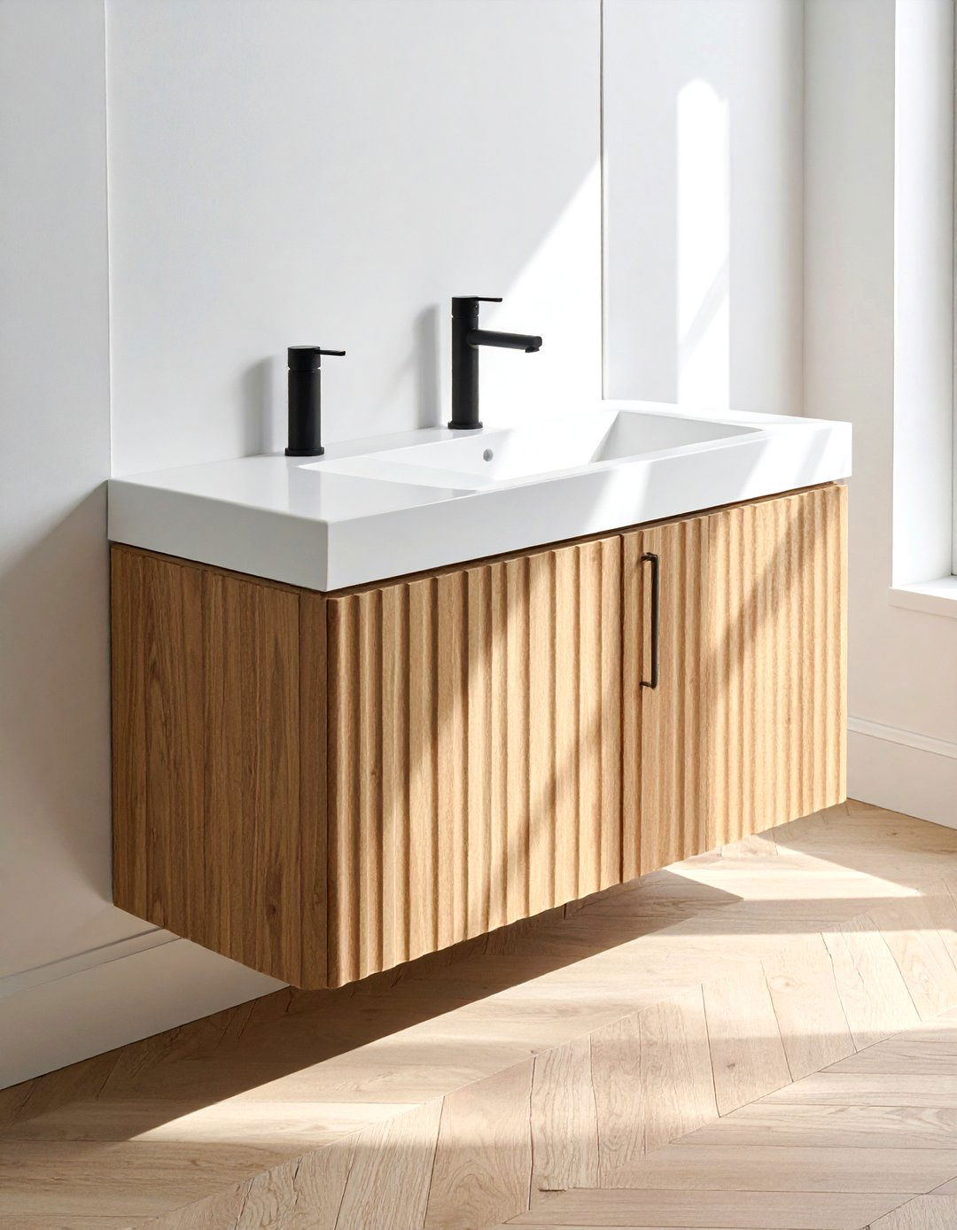 Fluted Bathroom Vanity - 30 bathroom renovation ideas