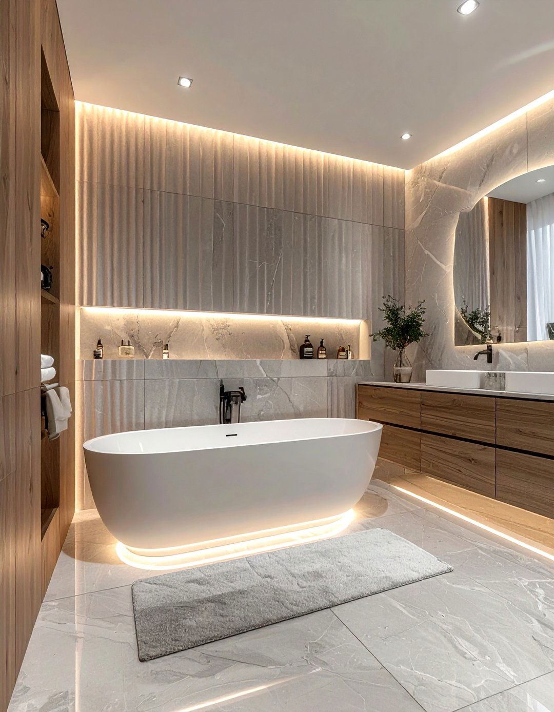 Fluted Bathroom Wall - 30 bathroom wall texture ideas