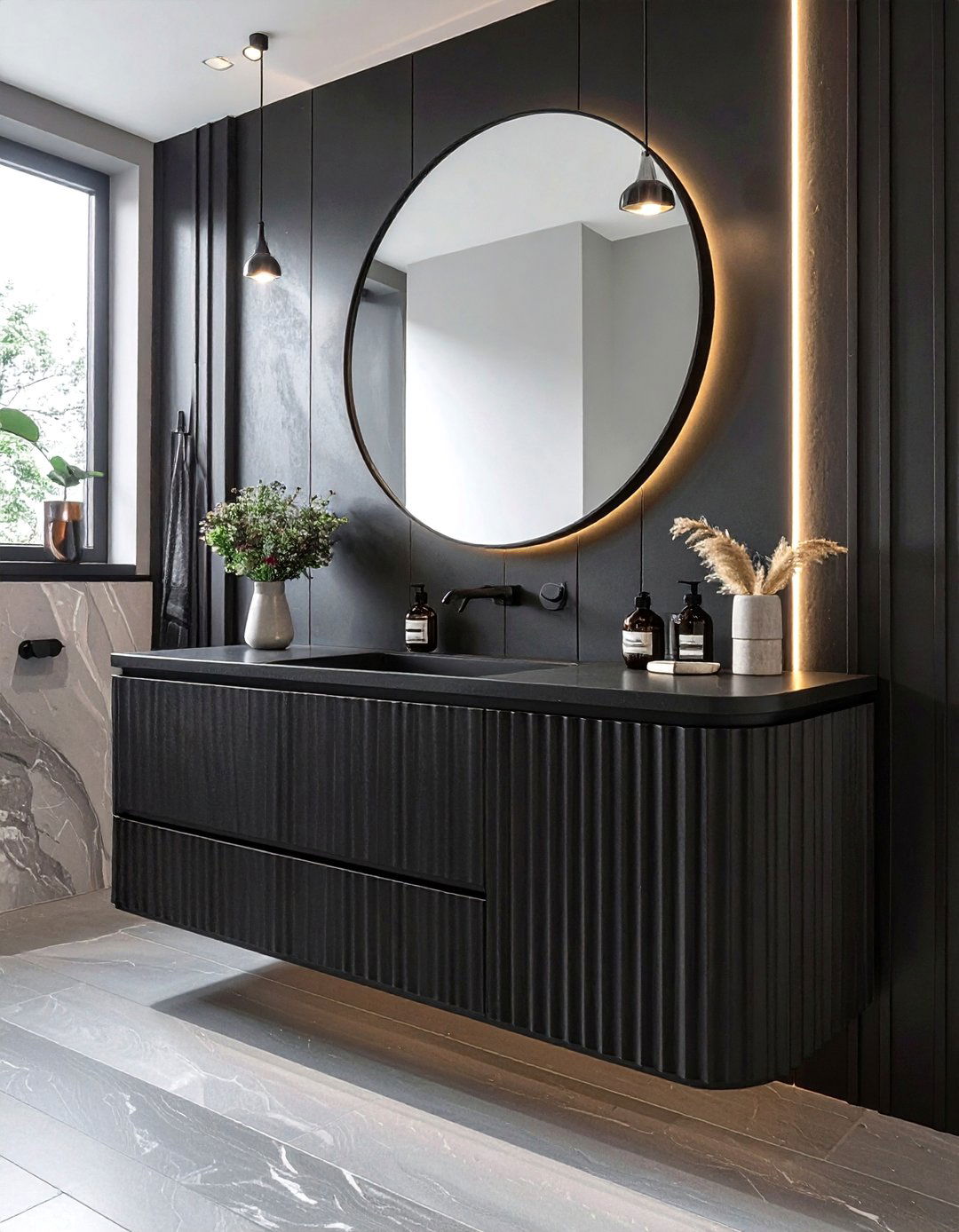 Fluted Black Bathroom Vanity - 30 black bathroom furniture ideas