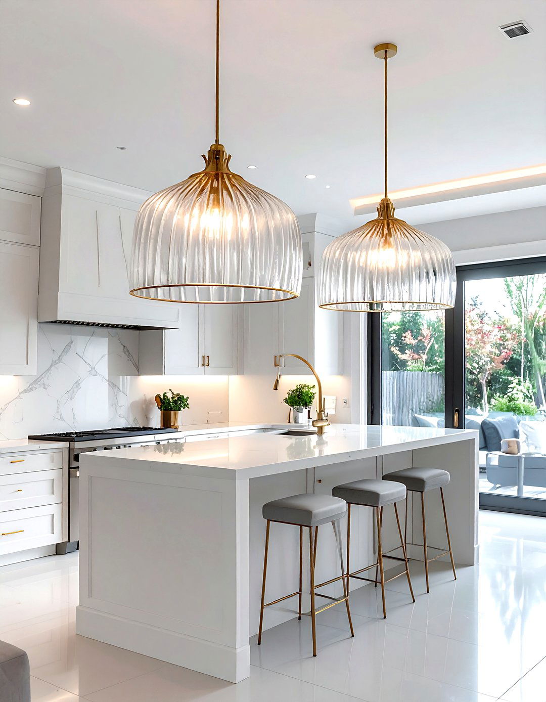 Fluted Glass Pendant Light - 30 pendant light ideas