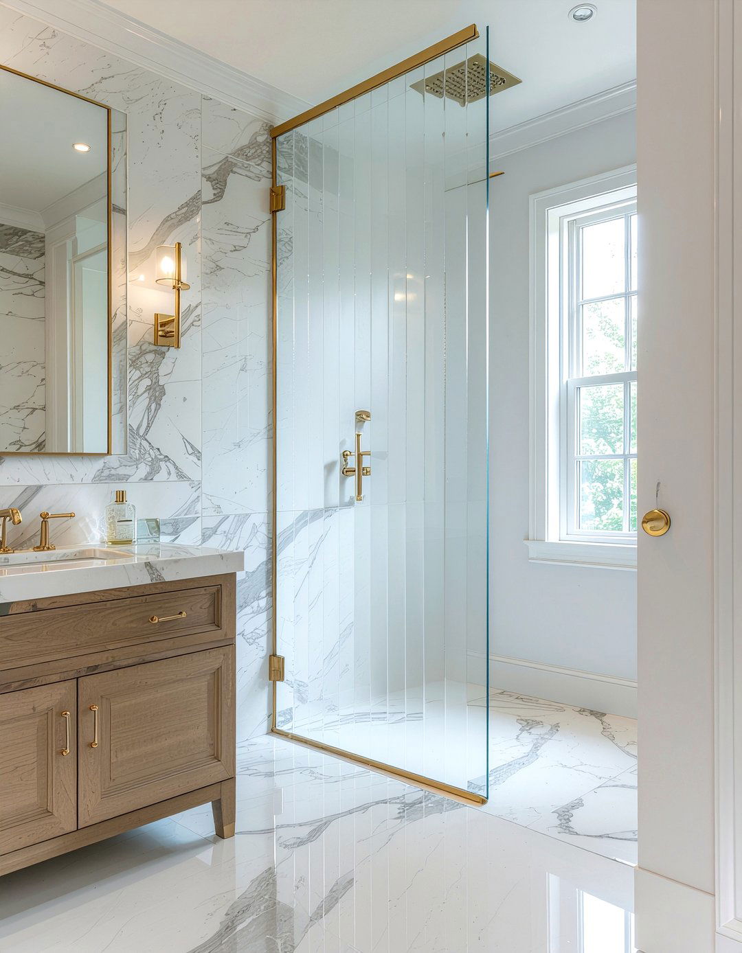 Fluted Glass Shower Door - 30 bathroom glass door ideas