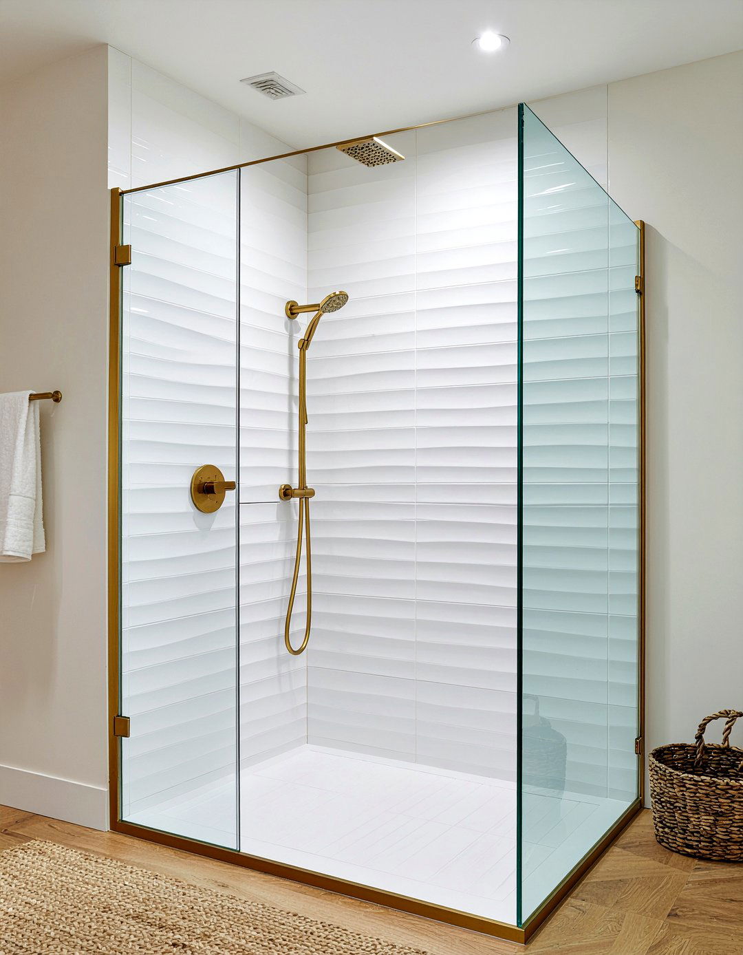 Fluted Glass Shower Screen - 30 bedroom ensuite ideas