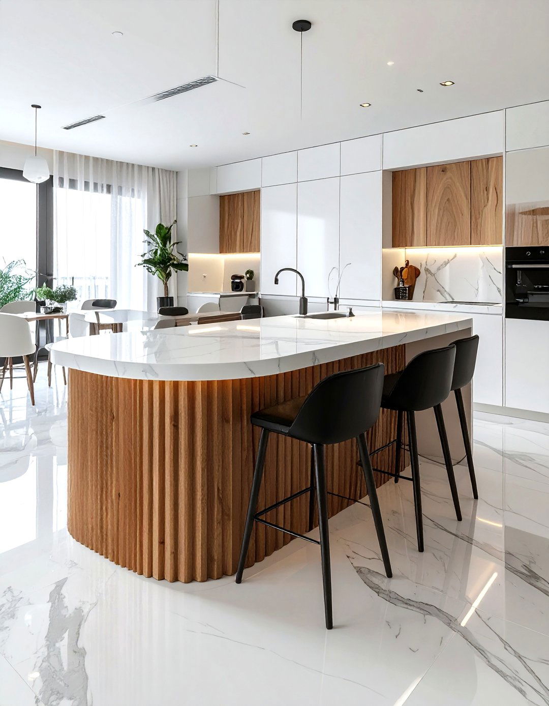 Fluted Kitchen Island - 30 viral kitchen ideas