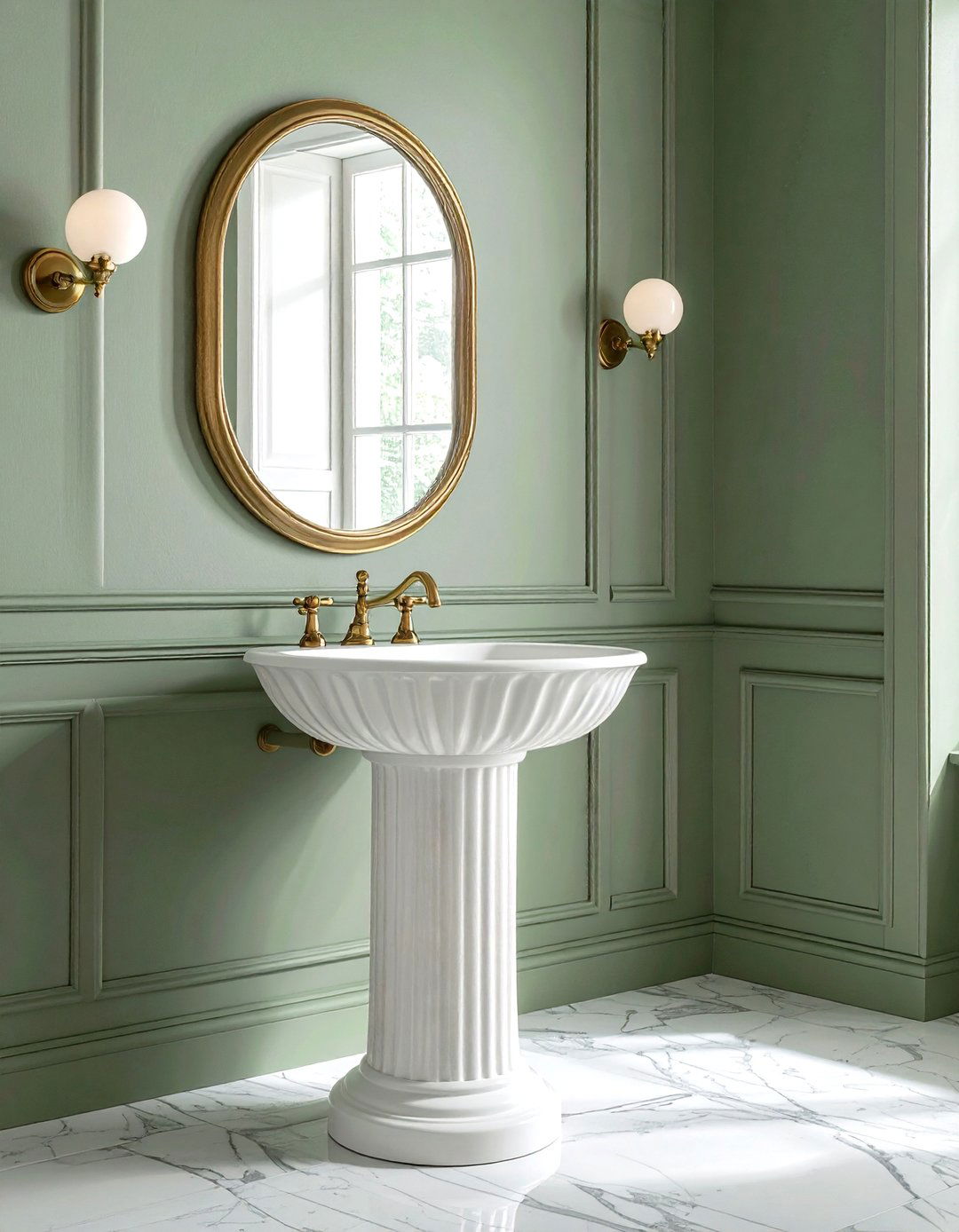 Fluted Pedestal Wall Sink - 30 wall-mounted sink ideas