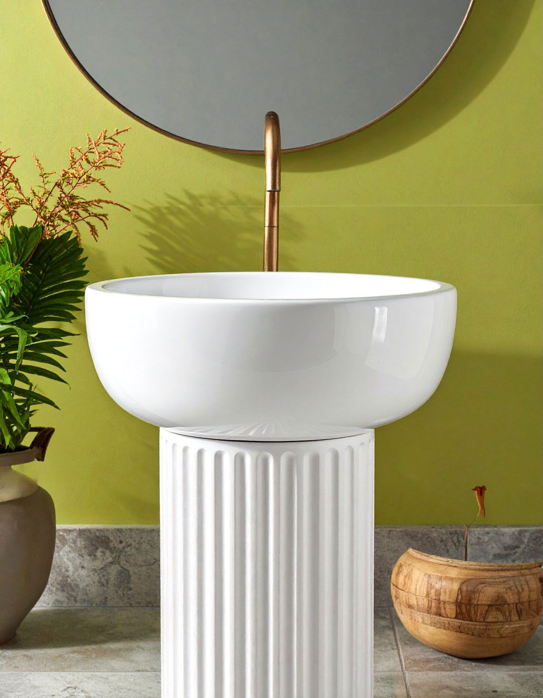 Fluted Pedestal - 30 bathroom sink ideas