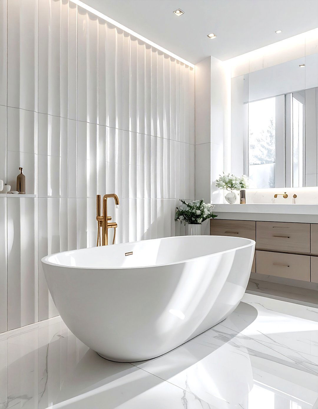 Fluted Tile - 30 bathtub tile ideas