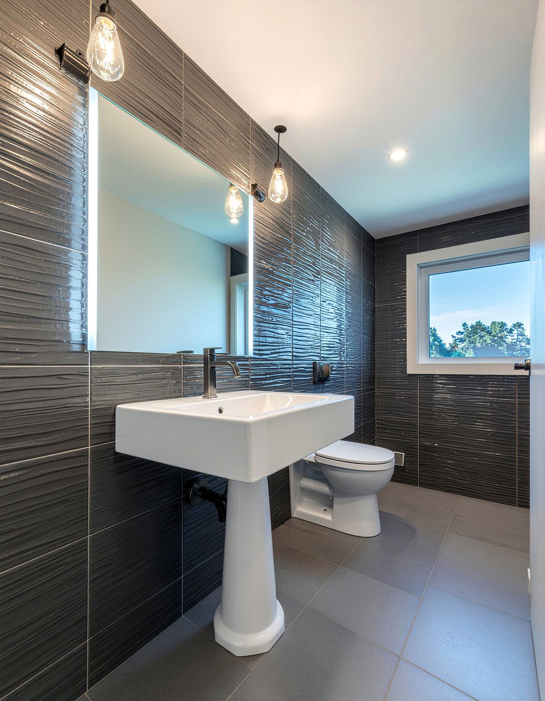 Fluted Tile Powder Room - 30 fluted tile bathroom ideas