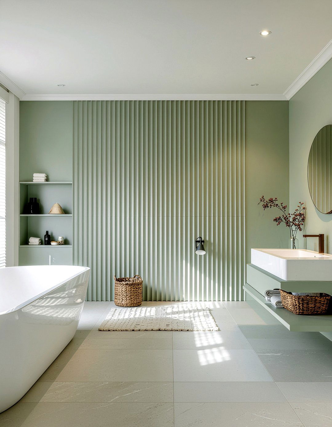 Fluted Wall Panel - 30 bathroom focal wall ideas