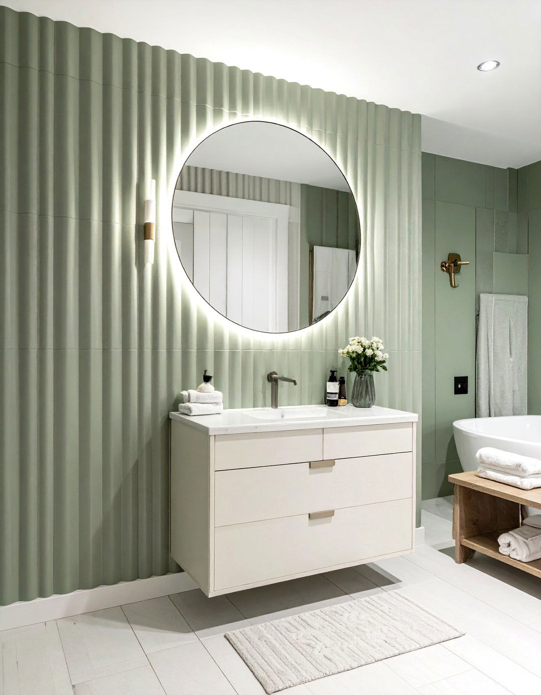 Fluted Wall Tile - 30 feature wall tile bathroom ideas