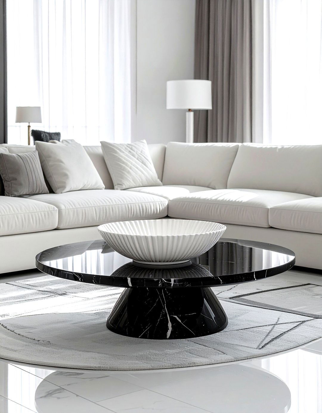 Fluted White Ceramic Bowl - 30 coffee table bowl ideas