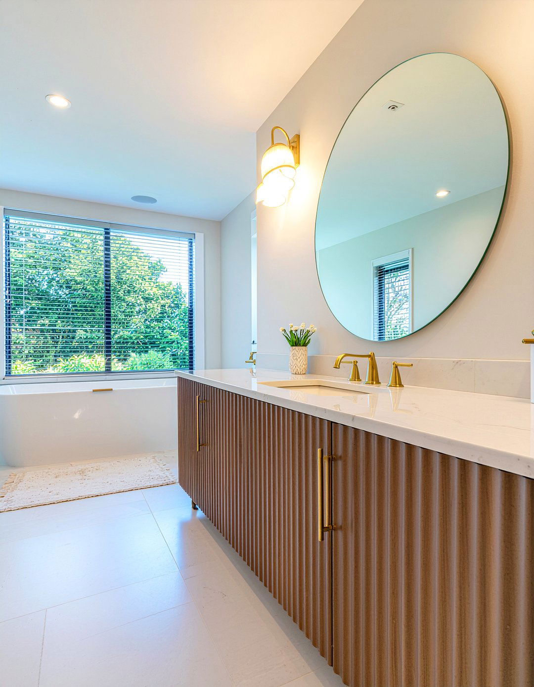 Fluted Wood Cabinetry - 30 new build bathroom ideas