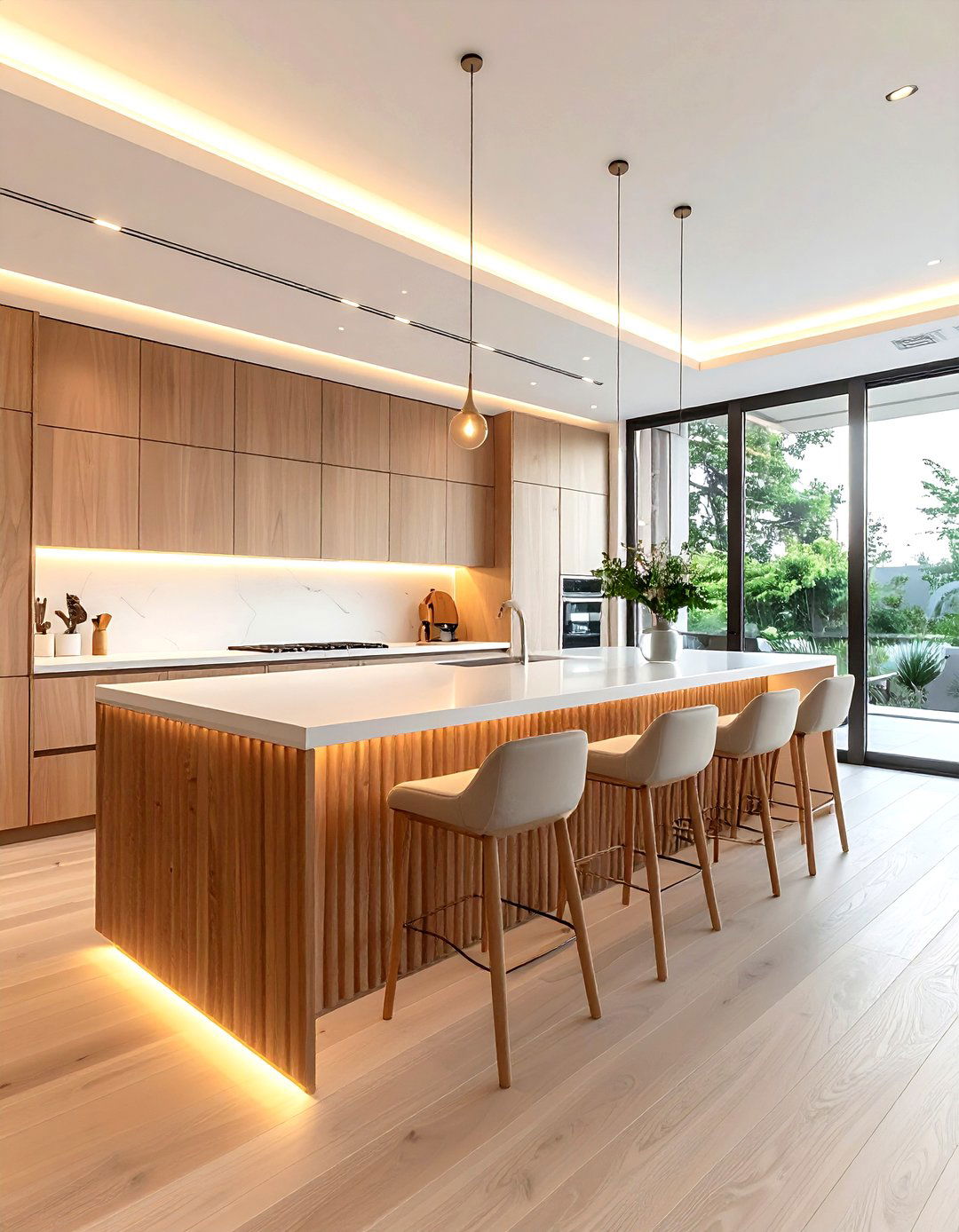 Fluted Wood Kitchen - 30 light wood kitchen ideas