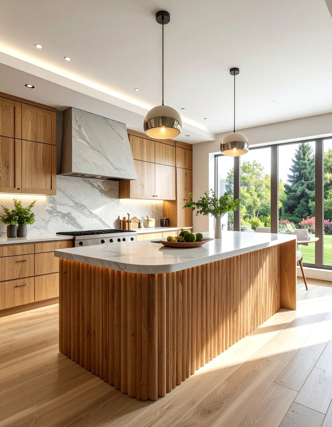 Fluted Wood Kitchen - 30 wood tone kitchen ideas