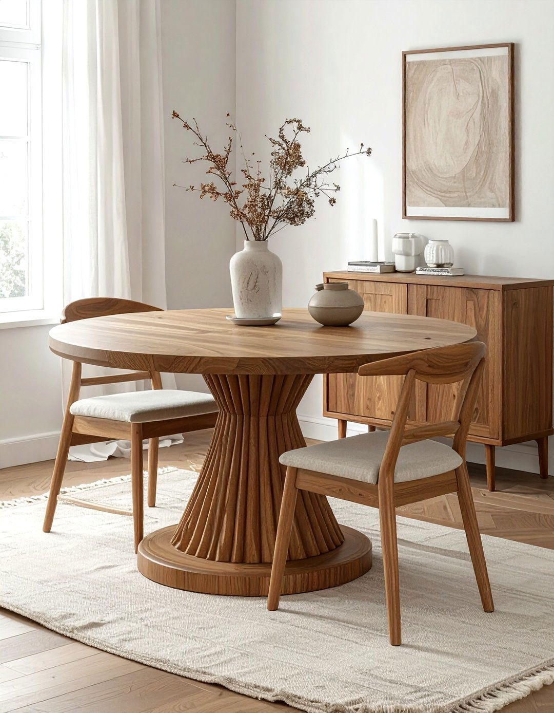 Fluted Wood Pedestal Table - 30 pedestal dining table ideas