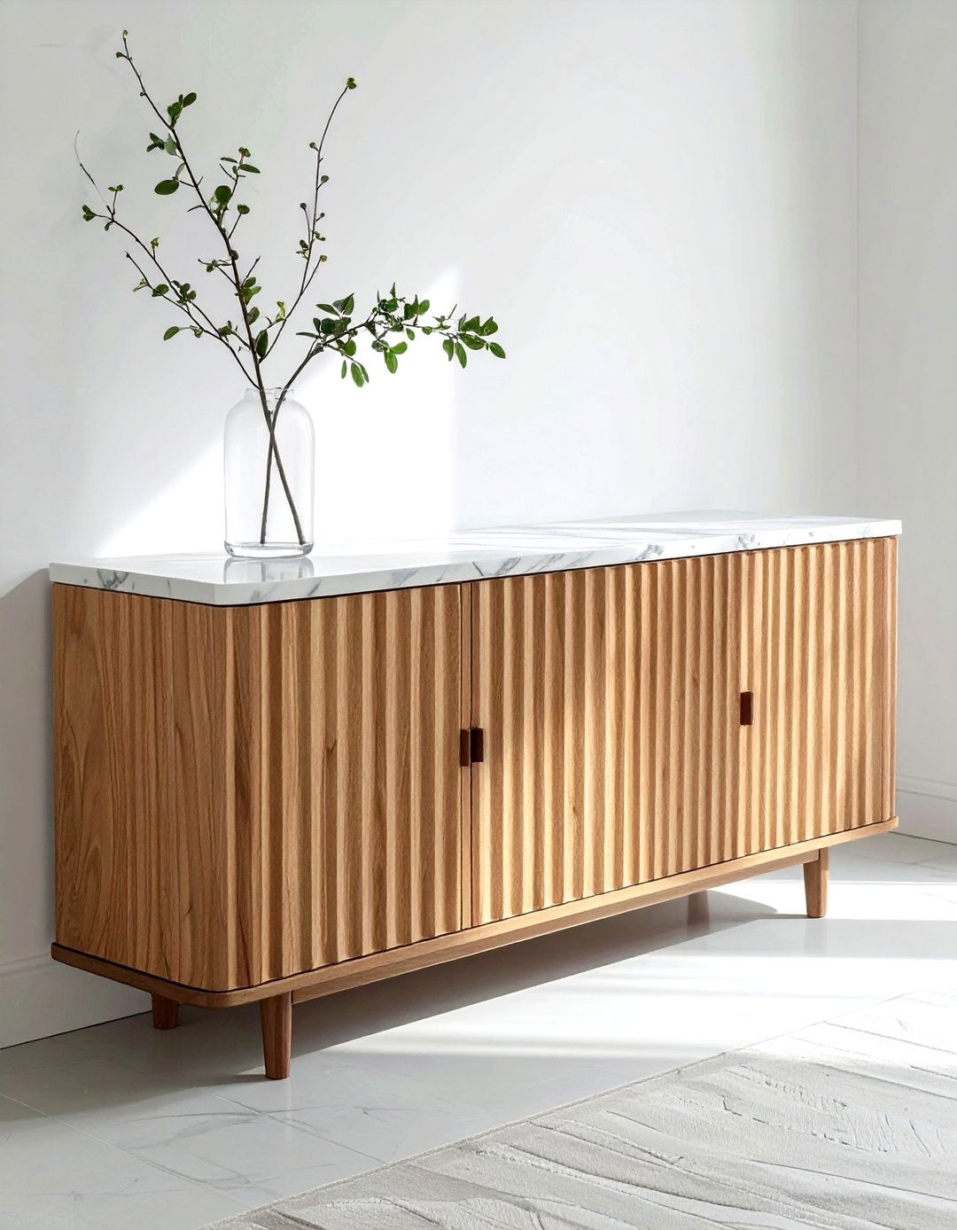 Fluted Wood Sideboard - 30 dining room buffet ideas