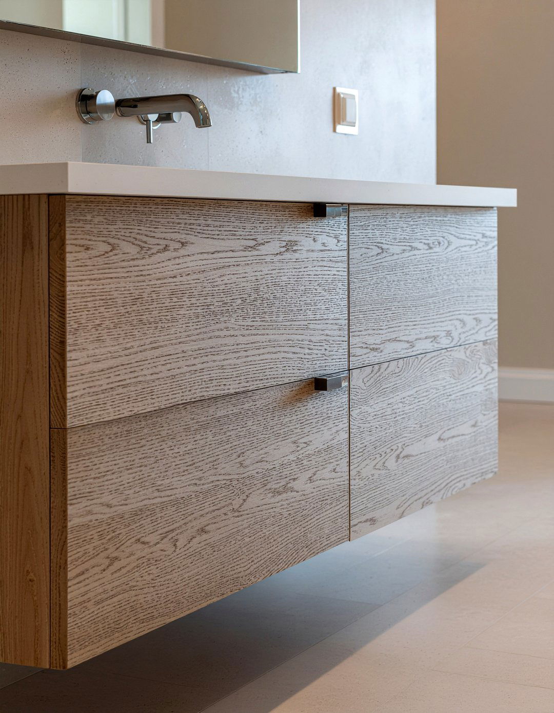 Fluted Wood Vanity - 30 new construction bathroom ideas