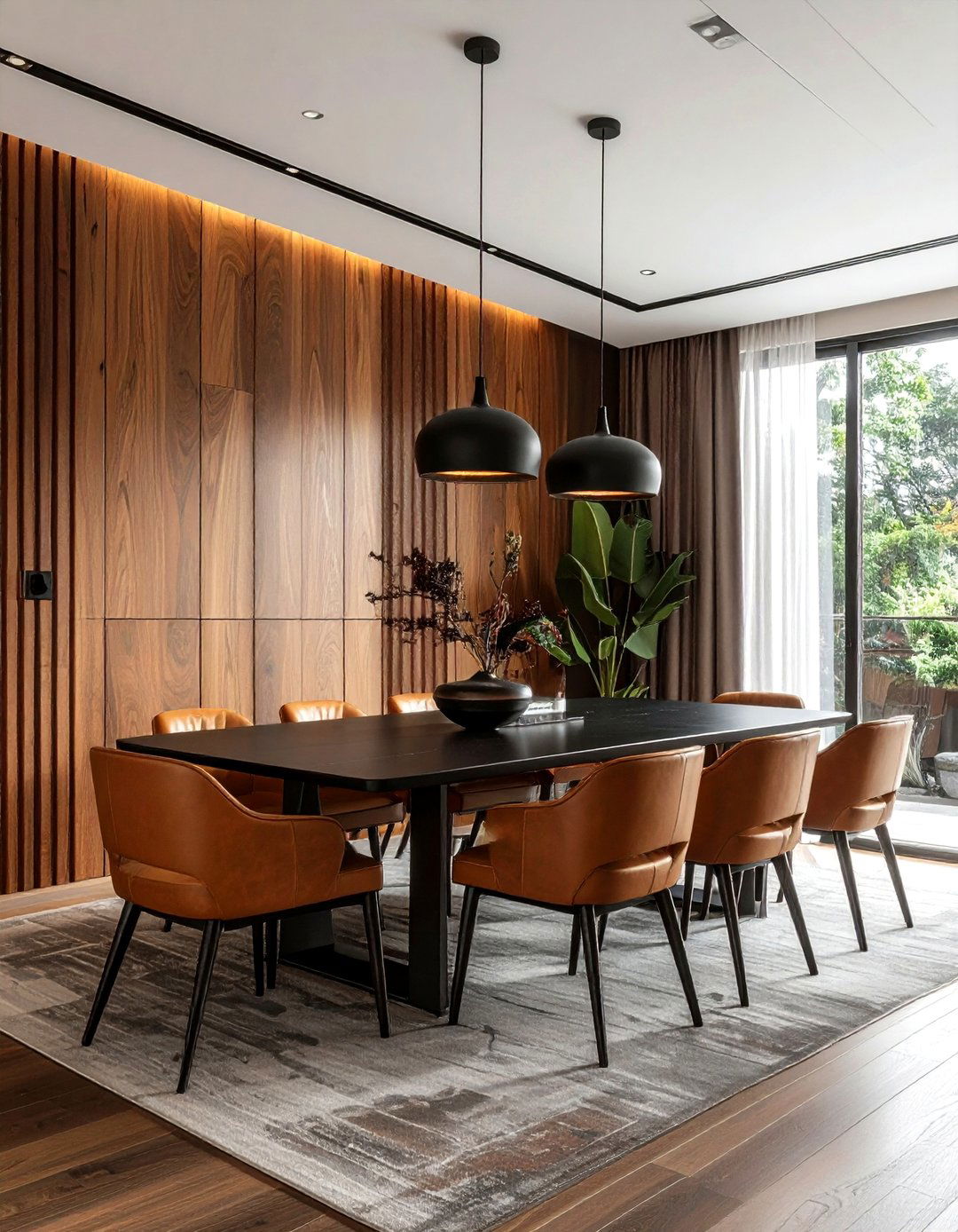 Fluted Wood Wall Dining Room - 30 textured dining room ideas