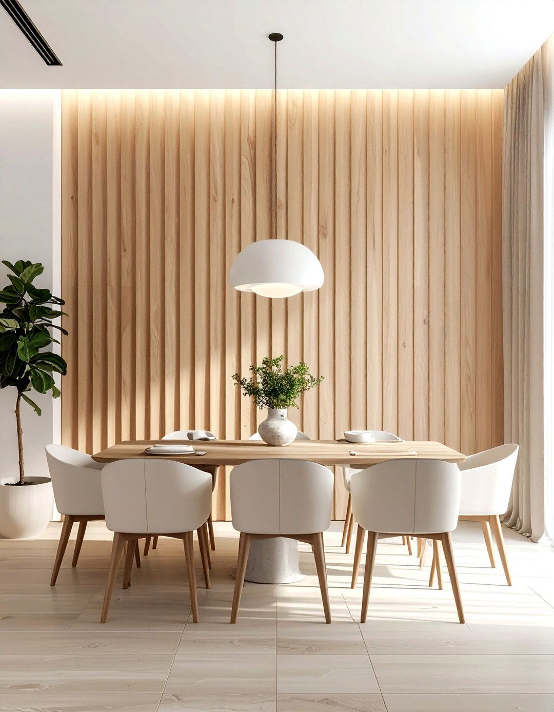 Fluted Wood Wall Panel - 30 showpiece dining room ideas