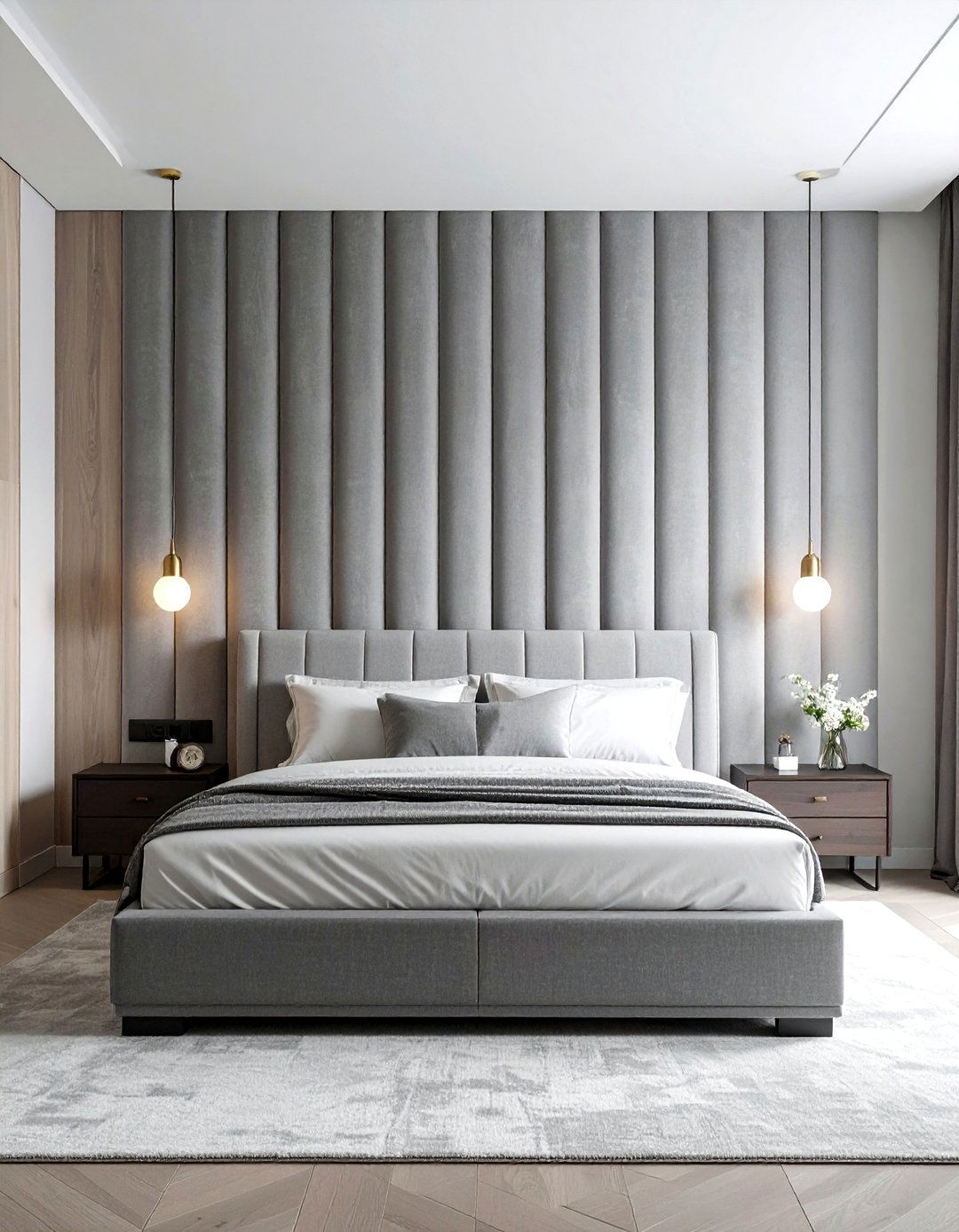 Fluted fabric wall - 30 soft texture bedroom ideas