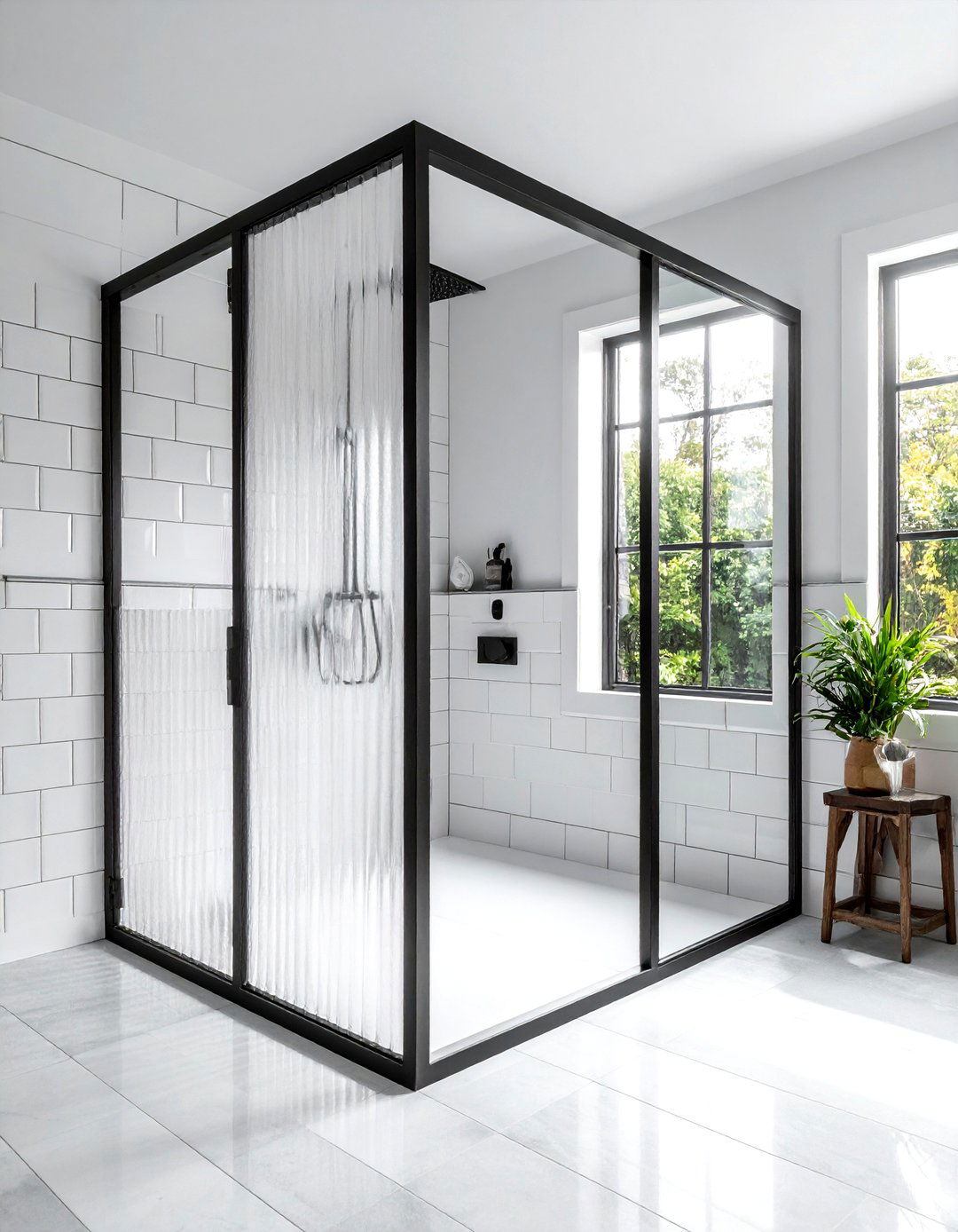 Fluted glass shower door - 30 elegant bathroom ideas