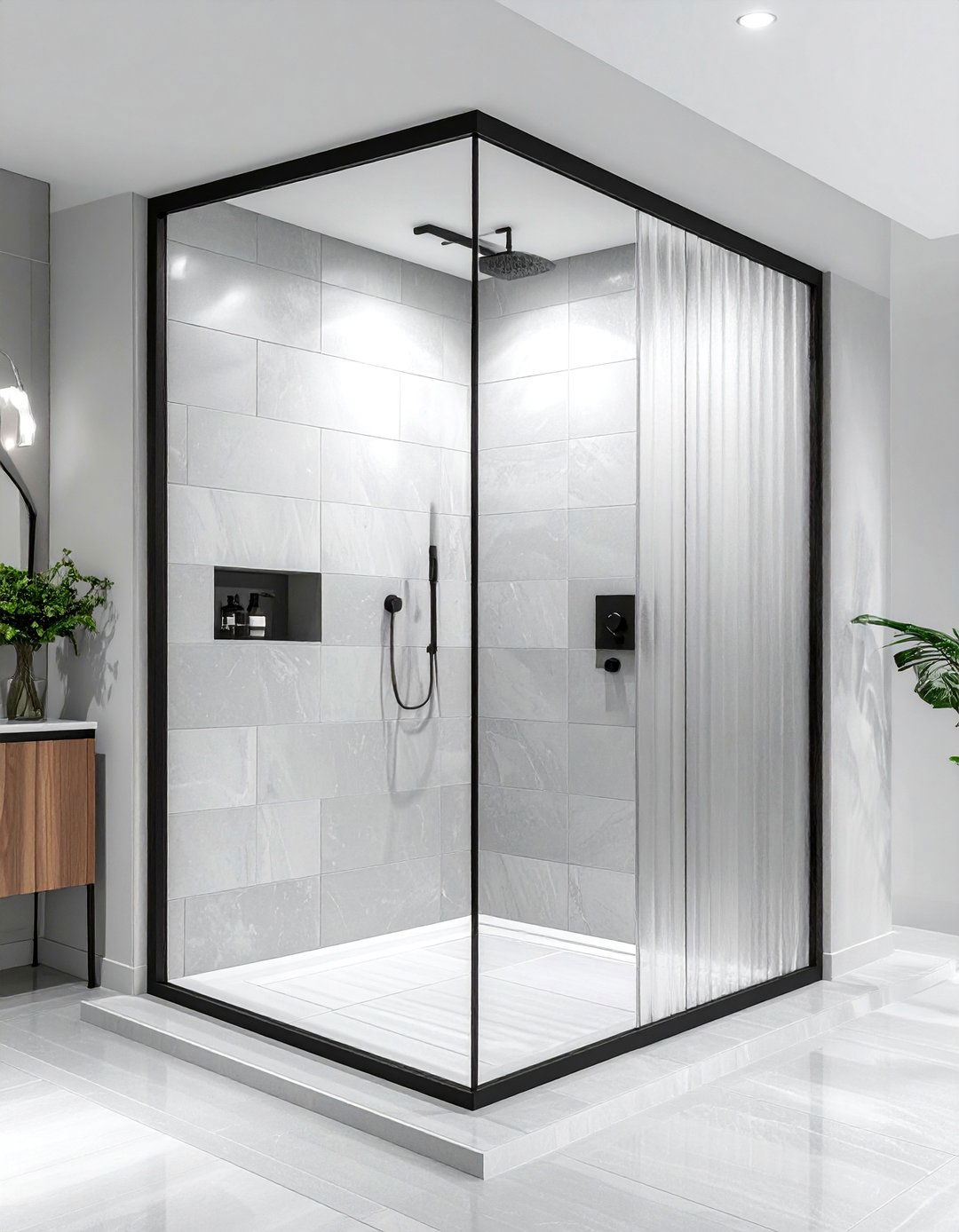 Fluted glass shower door - 30 sophisticated bathroom ideas