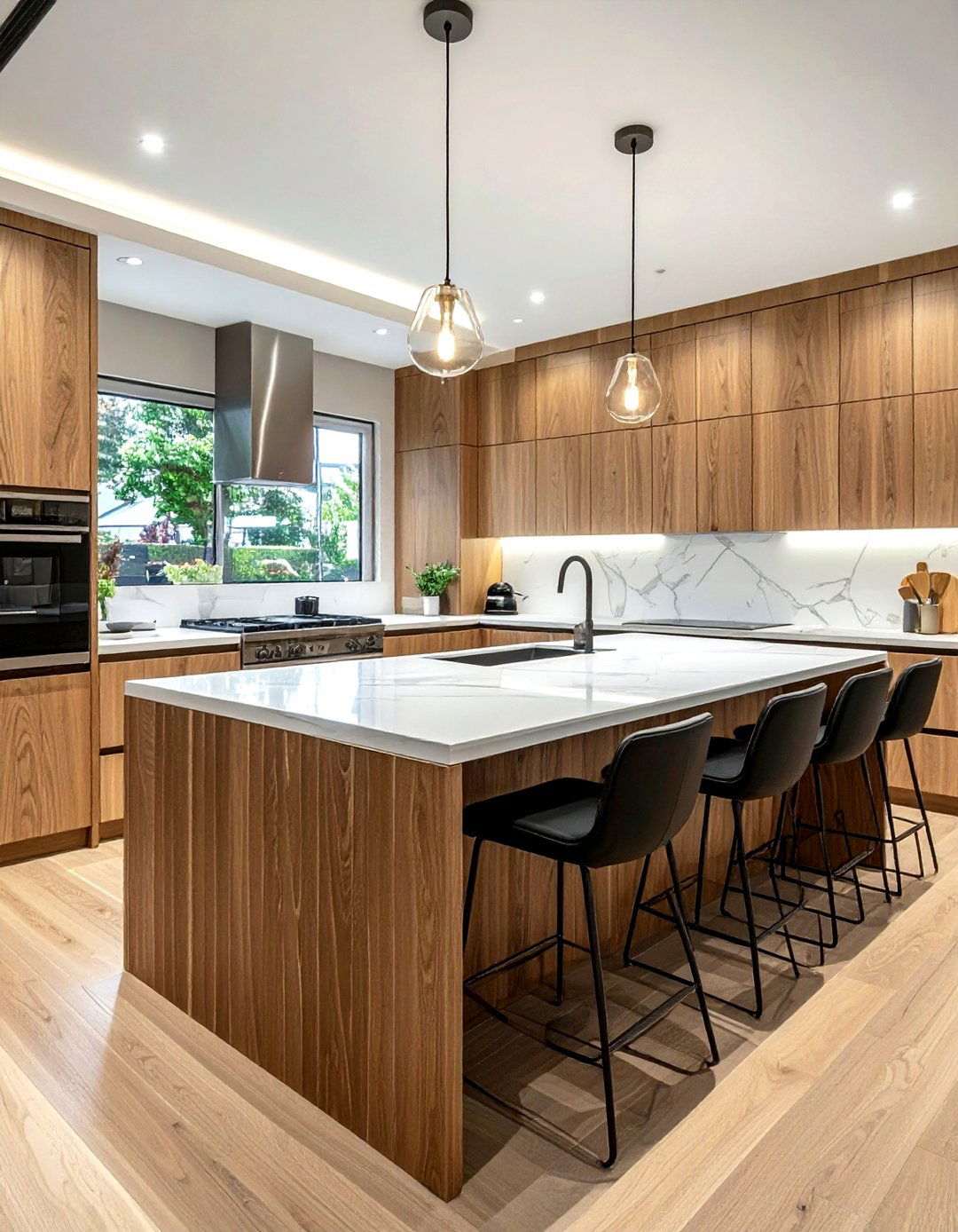 Fluted kitchen island - 30 wood accent ideas