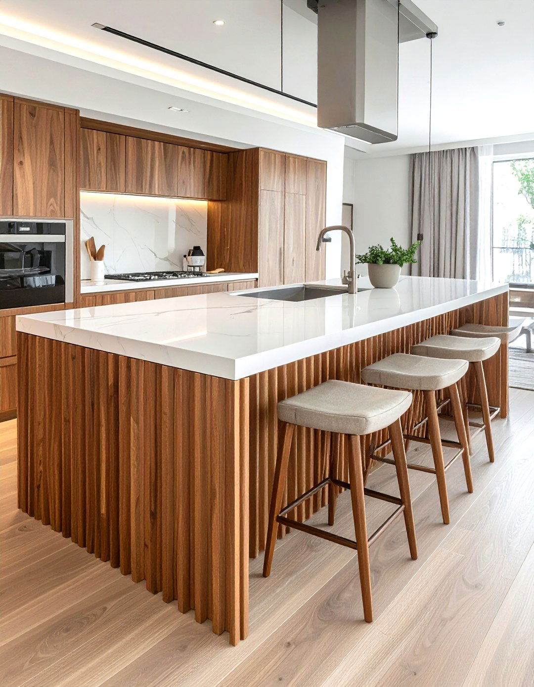 Fluted kitchen island detail - 30 dream kitchen ideas