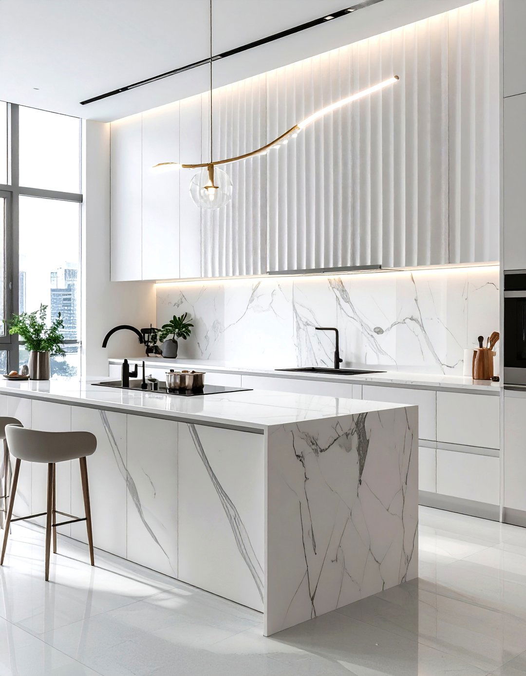 Fluted marble backsplash kitchen - 30 marble backsplash kitchen ideas