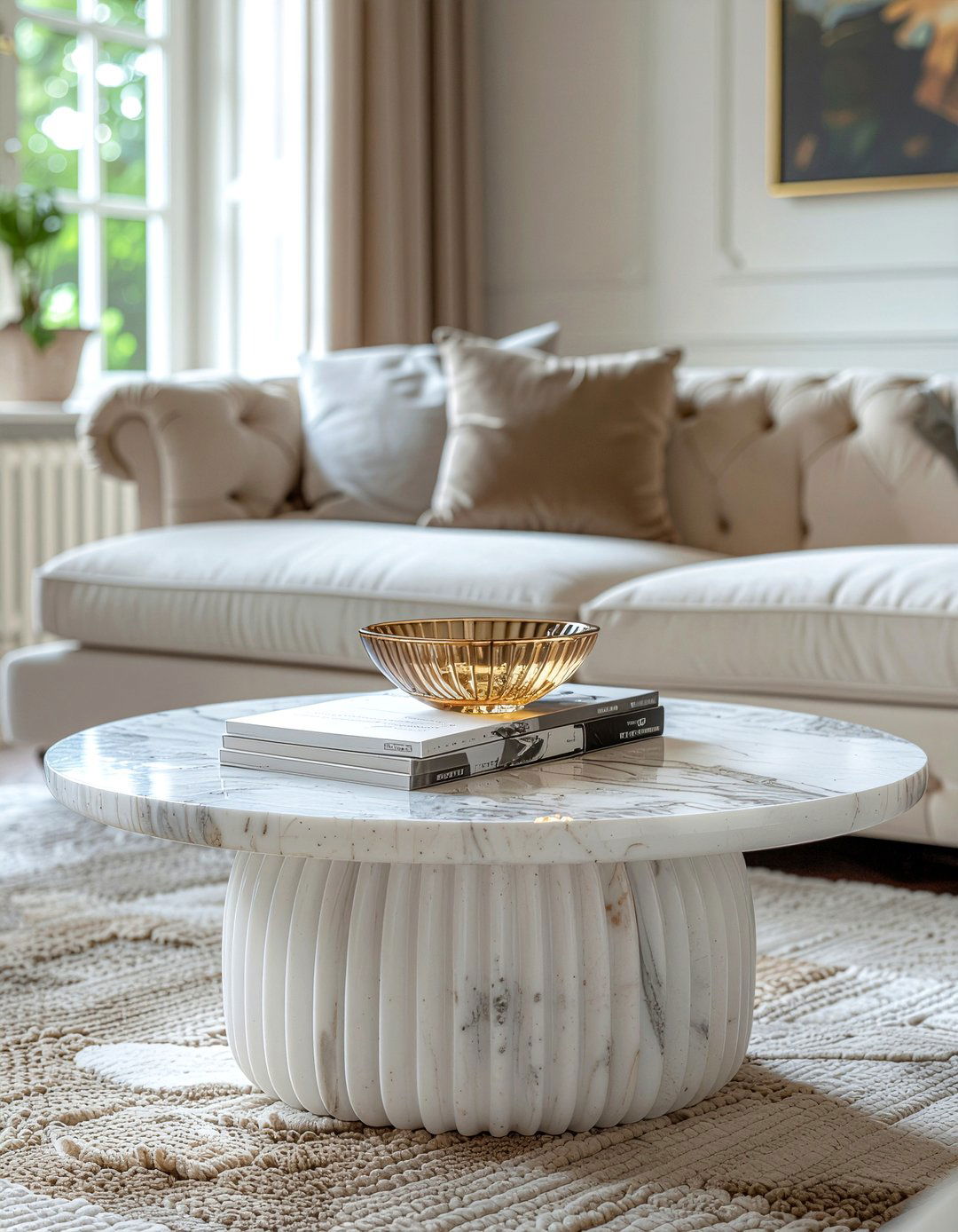 Fluted marble coffee table - 30 living room marble coffee tables