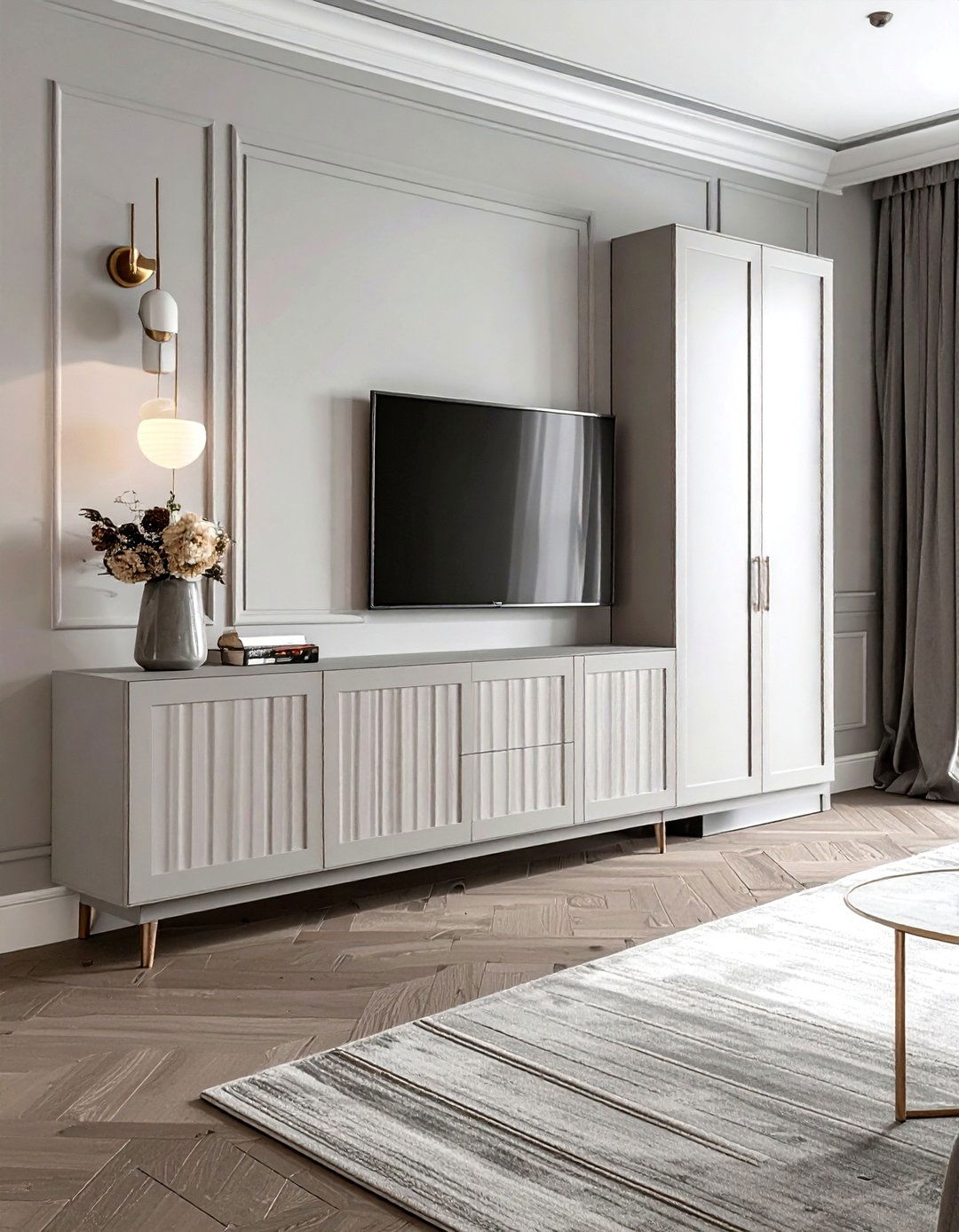 Fluted media cabinet - 30 living room media cabinet ideas