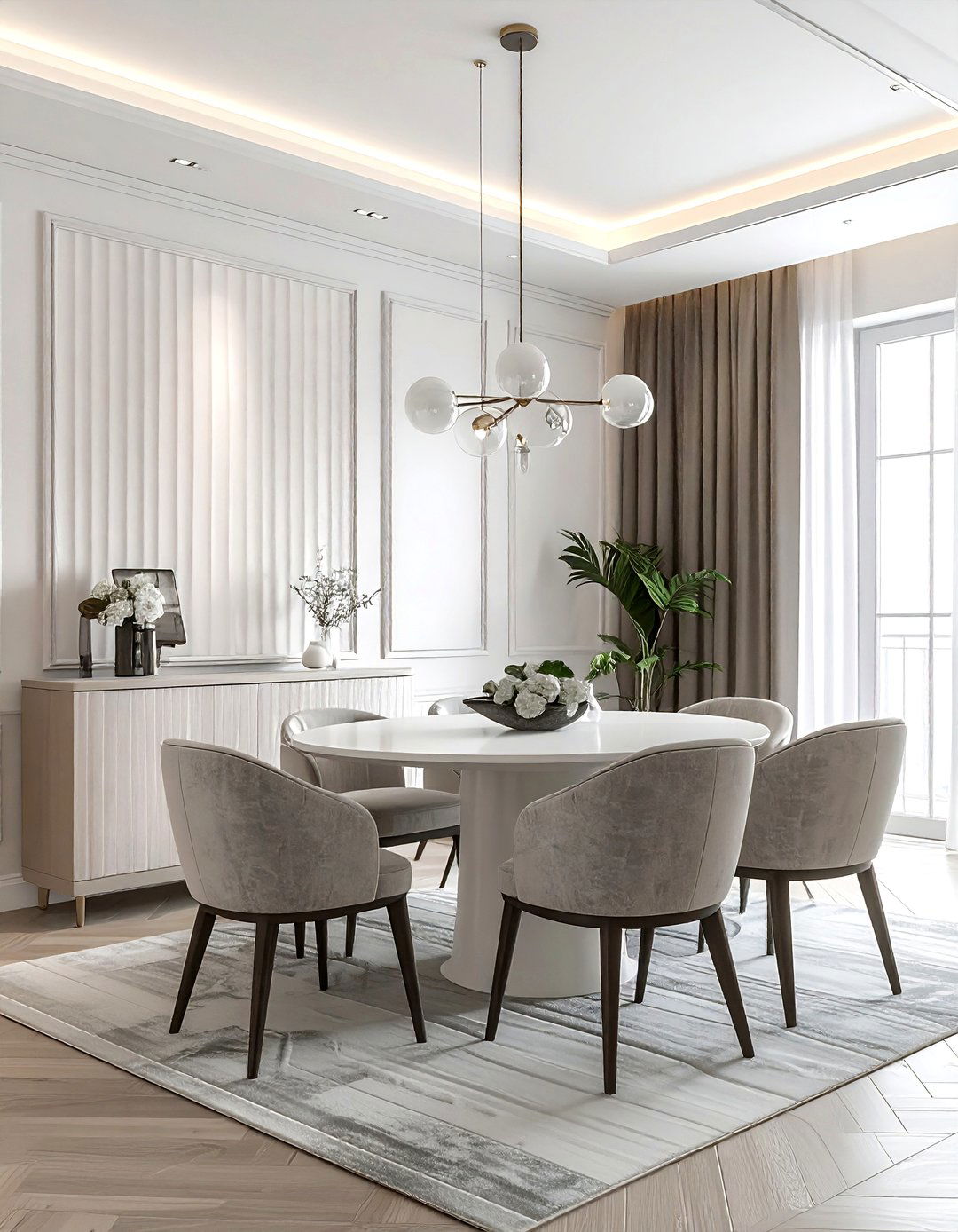 Fluted panel wallpaper dining room - 30 textured wallpaper dining room ideas