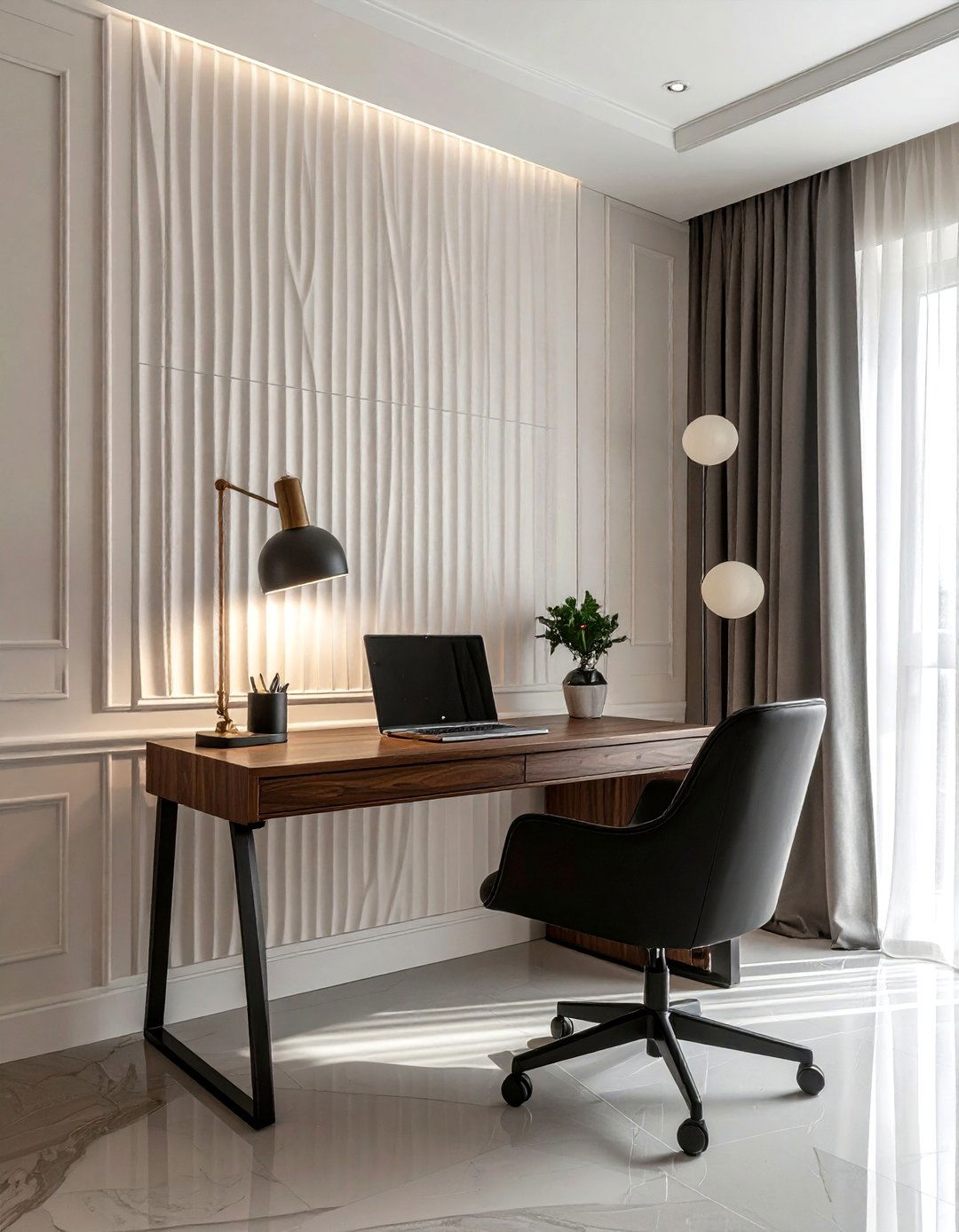 Fluted panel wallpaper - 30 textured wallpaper ideas