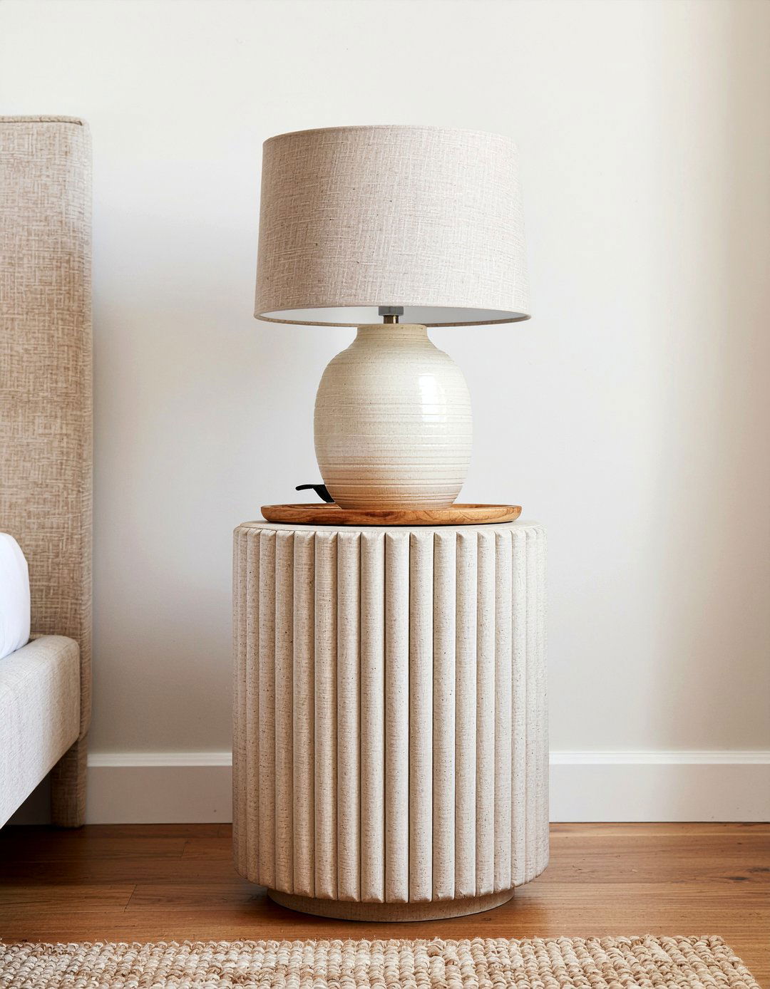 Fluted round nightstand - 30 bedroom round nightstands