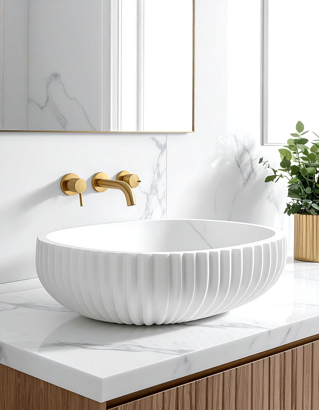 Fluted stone sink - 30 stone sink ideas